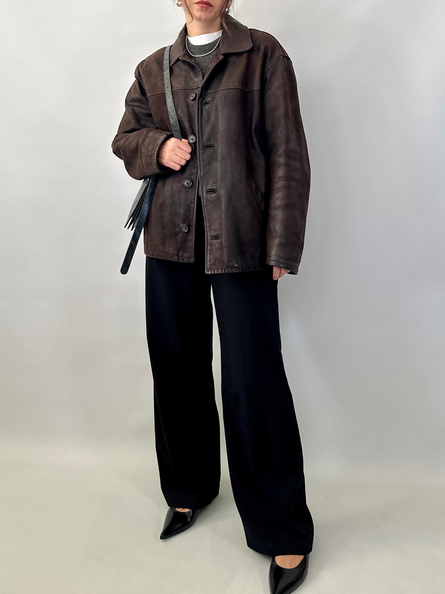 Nubuck leather car coat