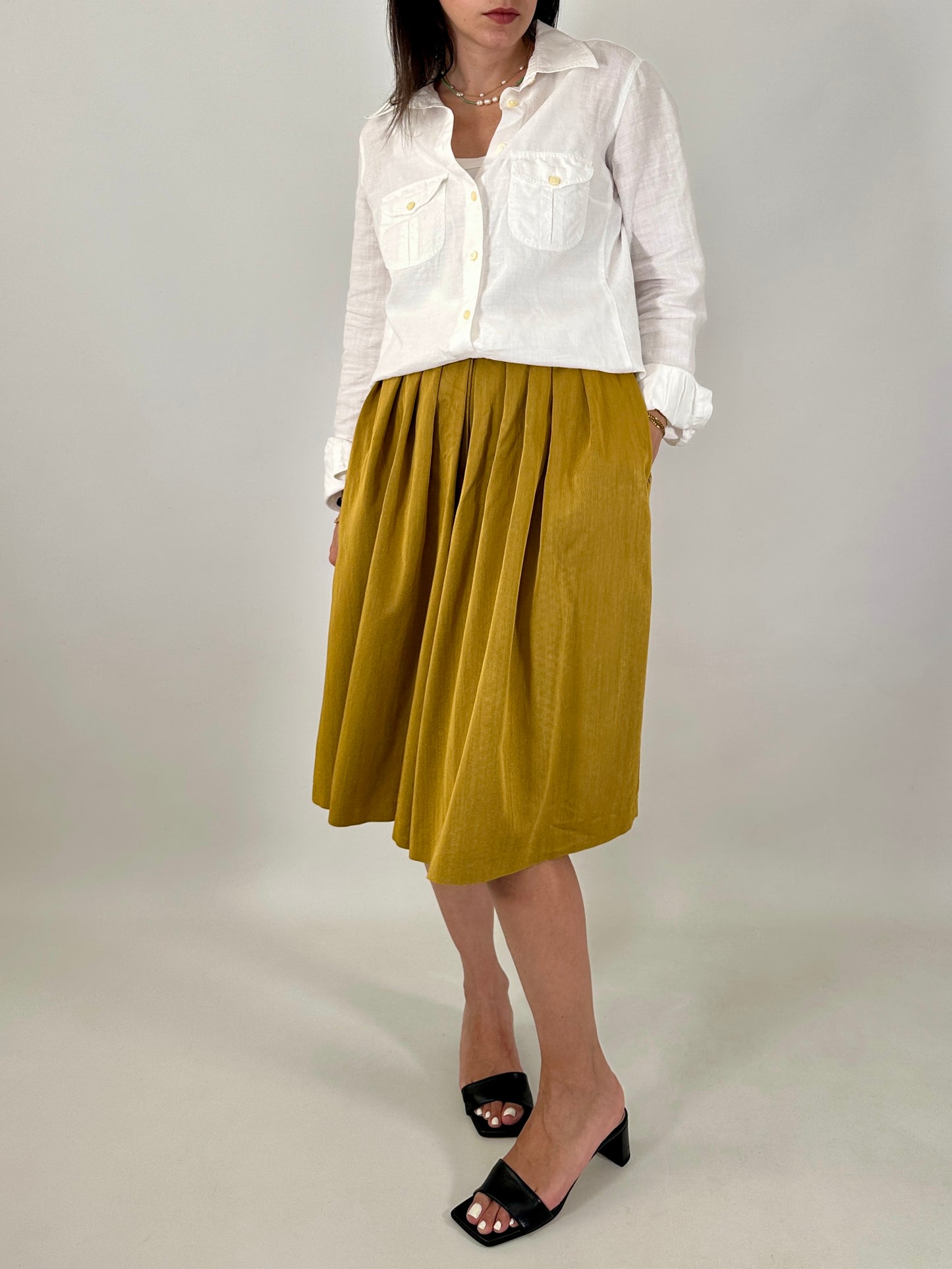 Wide-leg mustard culottes