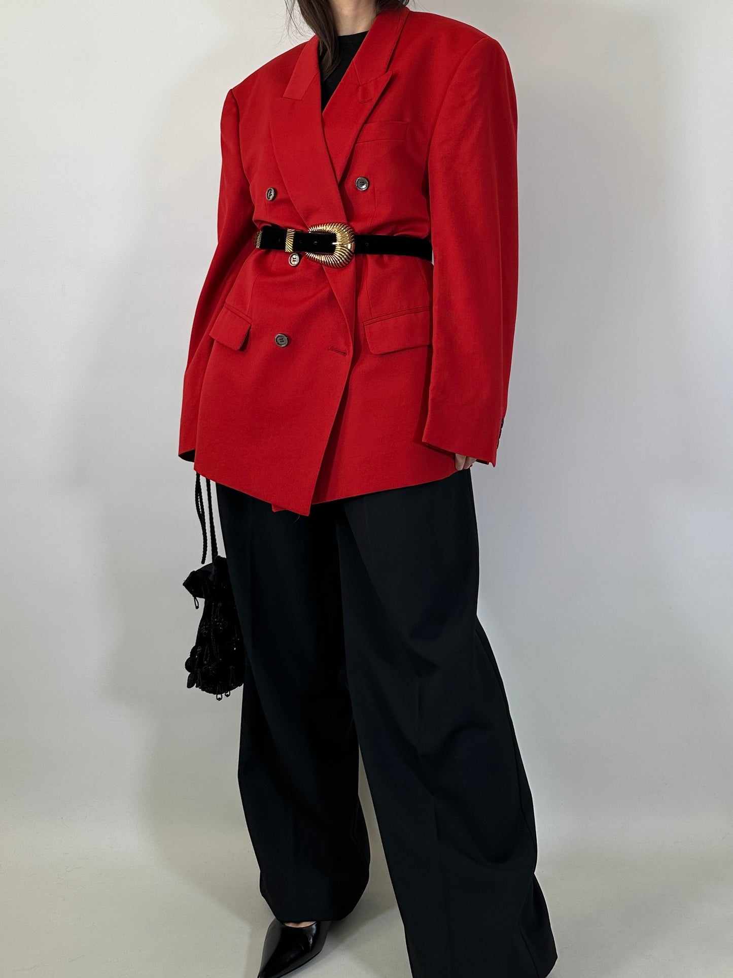Vintage Oversize Red Wool Blazer