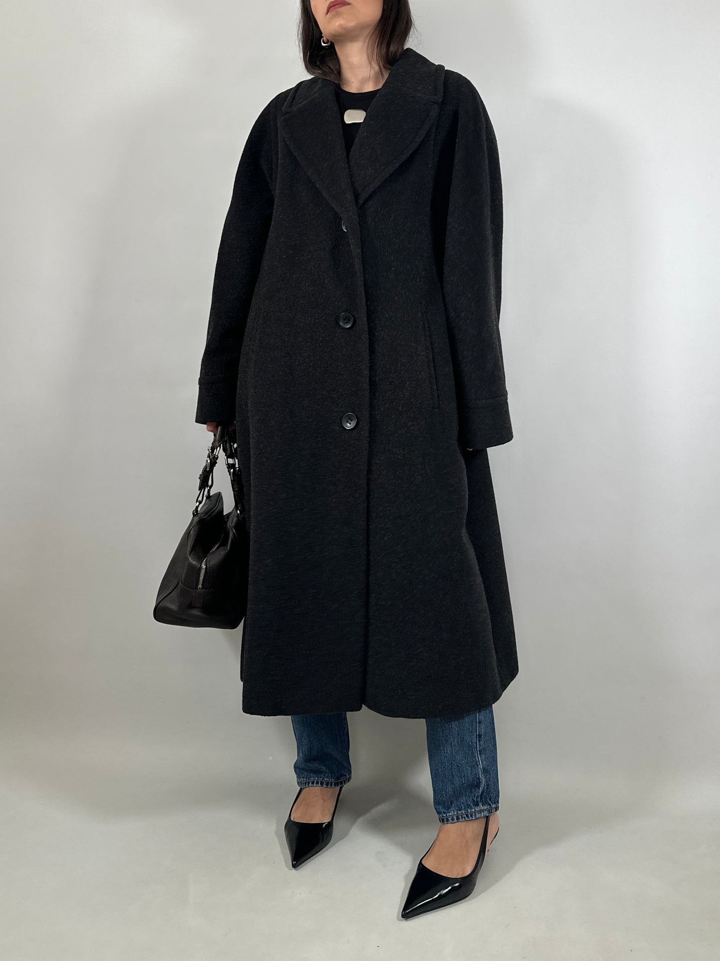 Grey Mohair Oversized Coat