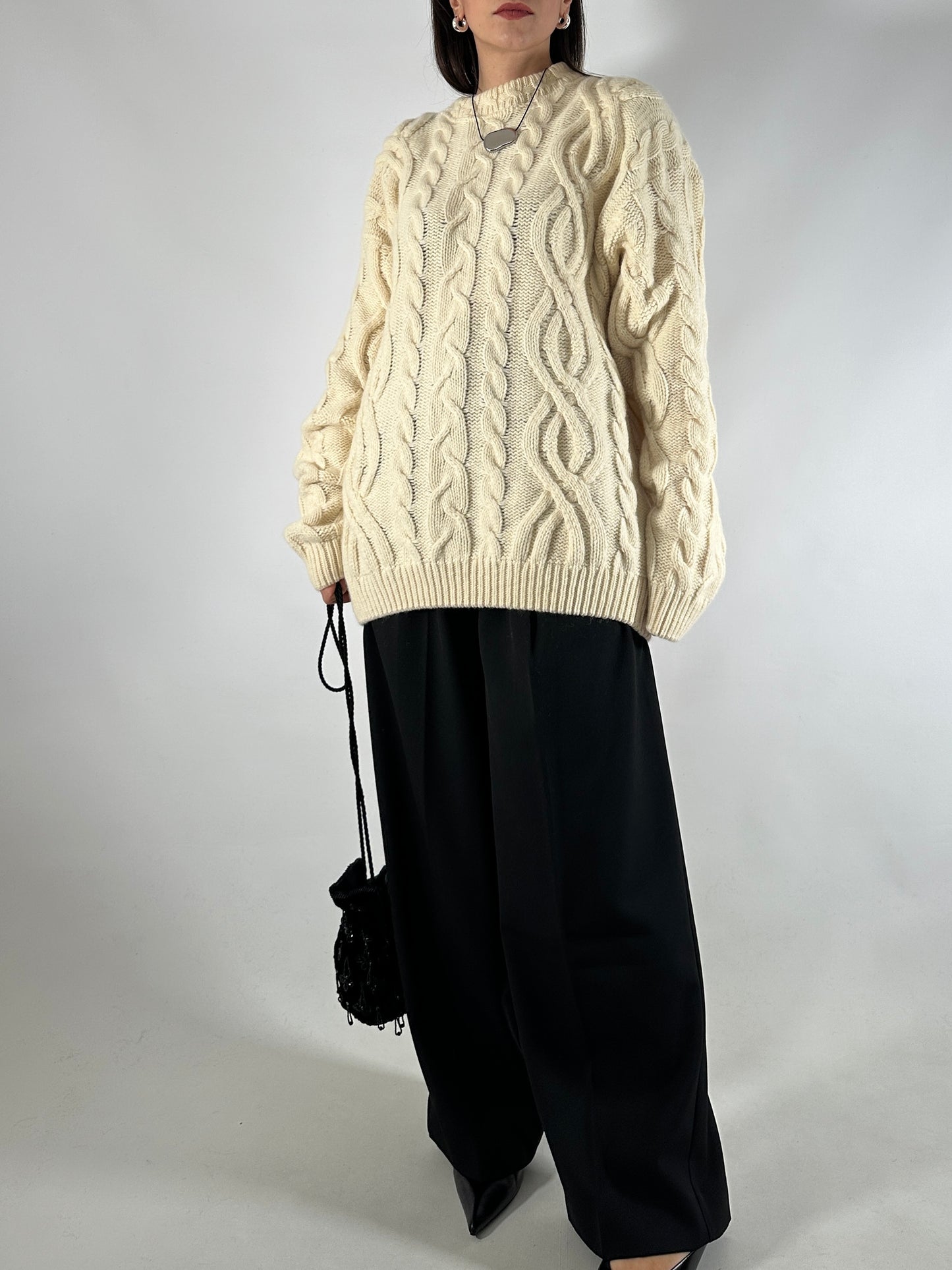 Vintage Cable Knit Wool Sweater