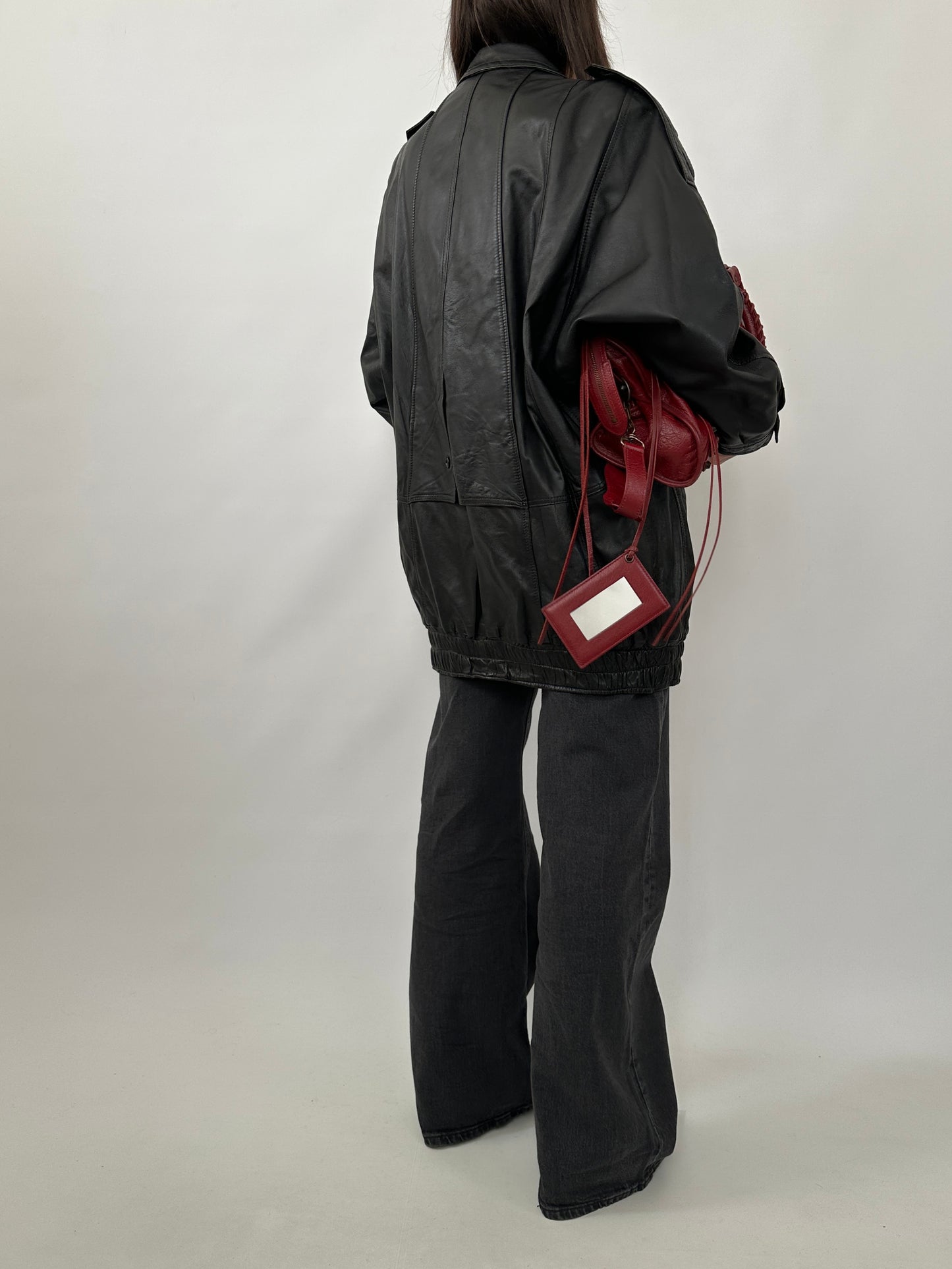 Oversized Vintage Leather Power Jacket