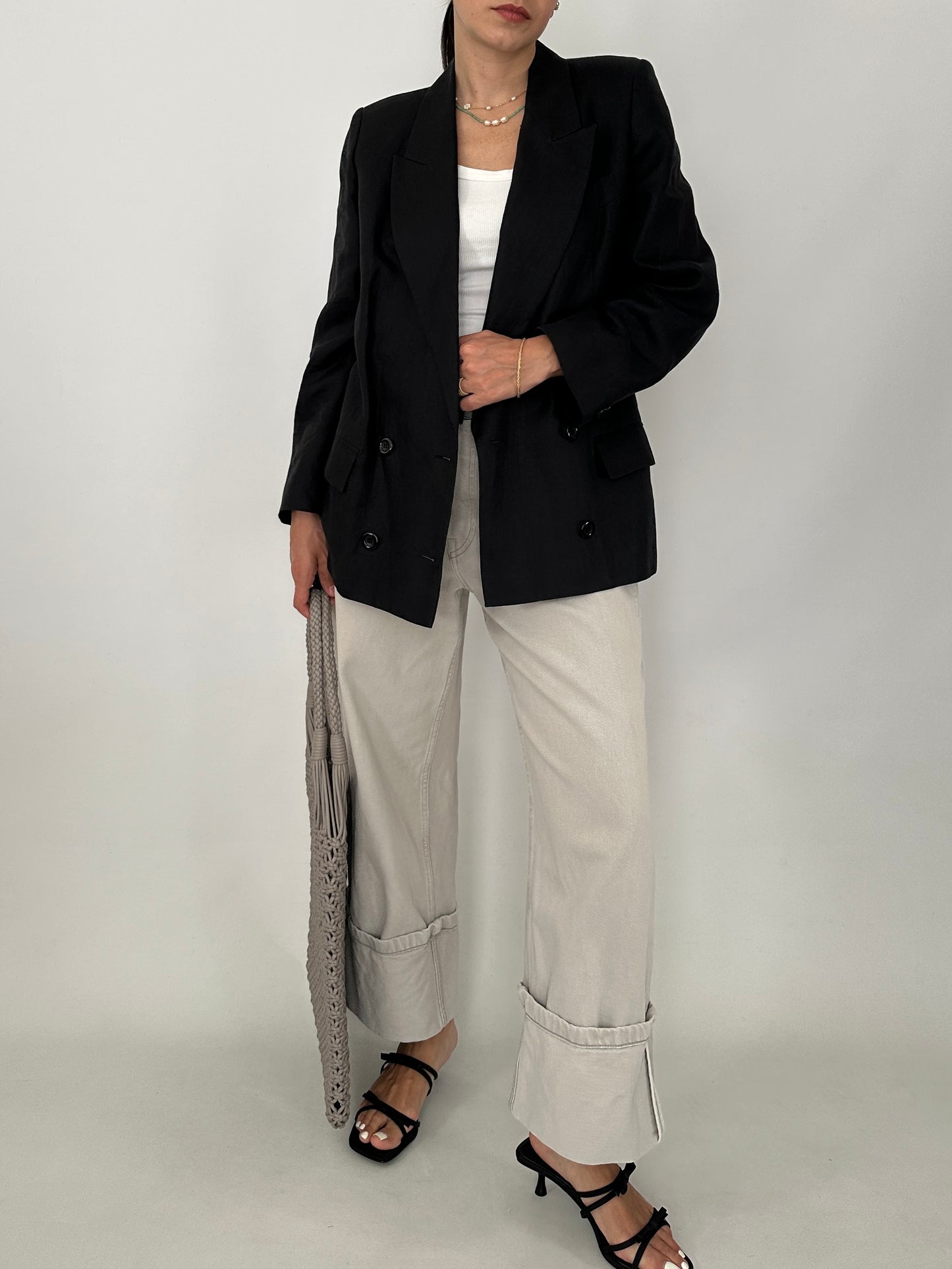 Timeless grey linen blazer