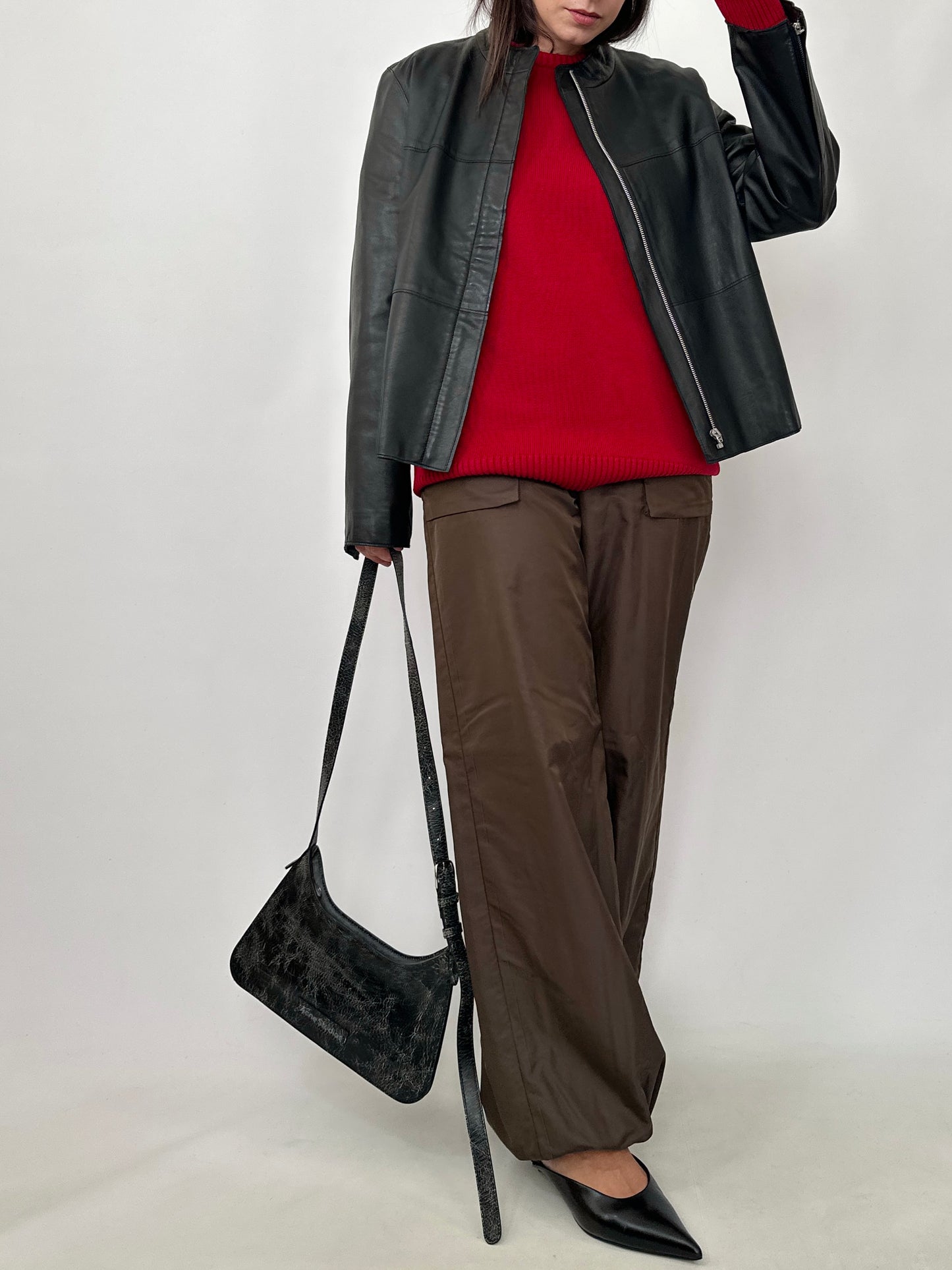 Black Nappa Leather Boxy Jacket