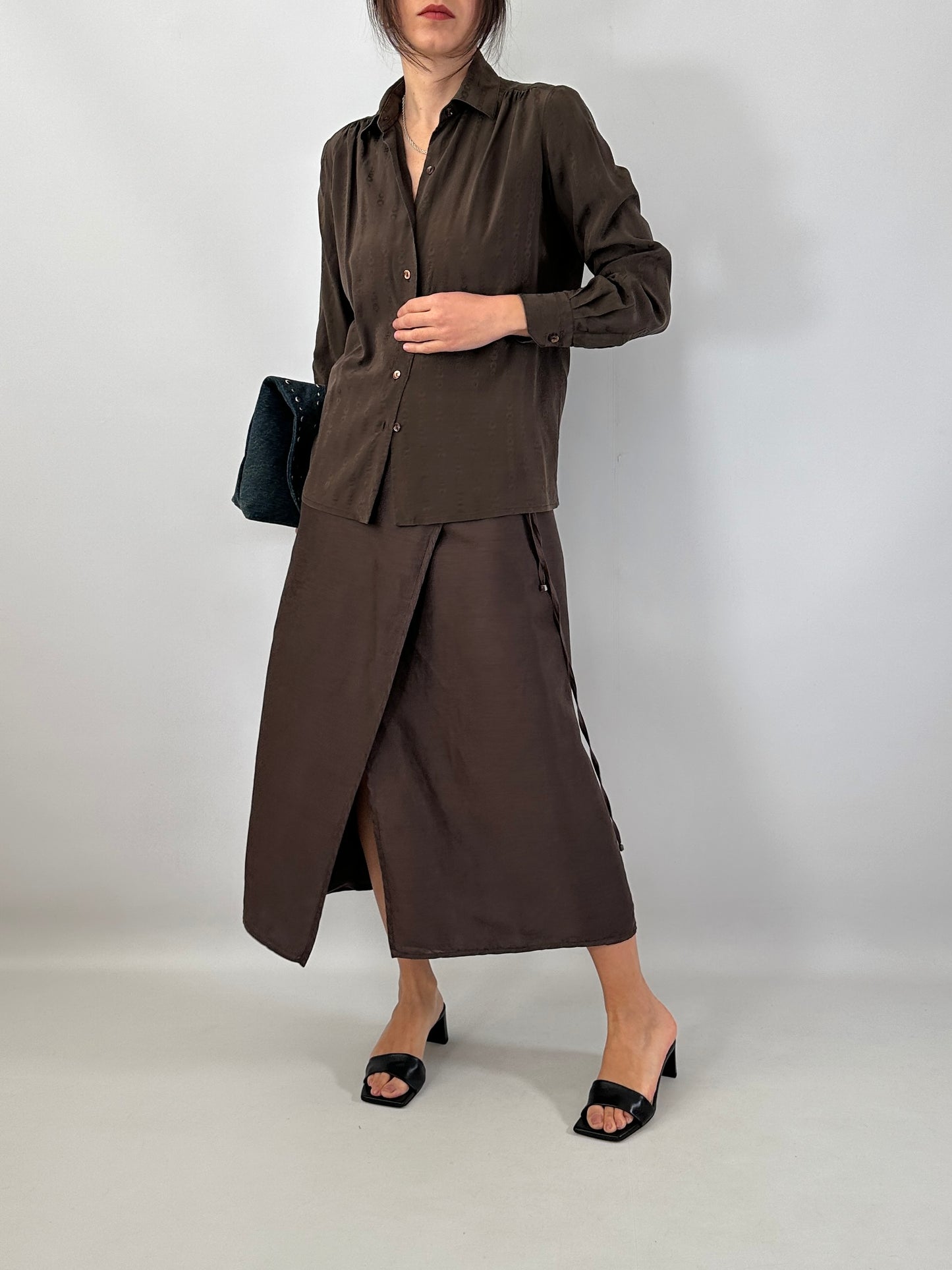 Max Mara wrap chocolate skirt
