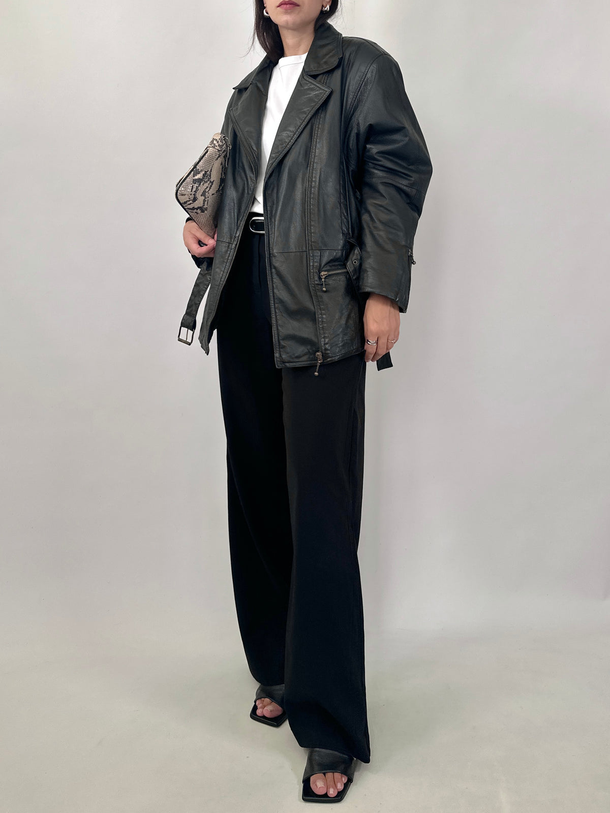 80s Belted Leather Jacket