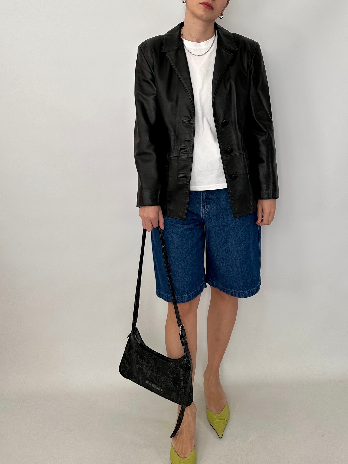 Slim fit vintage leather blazer