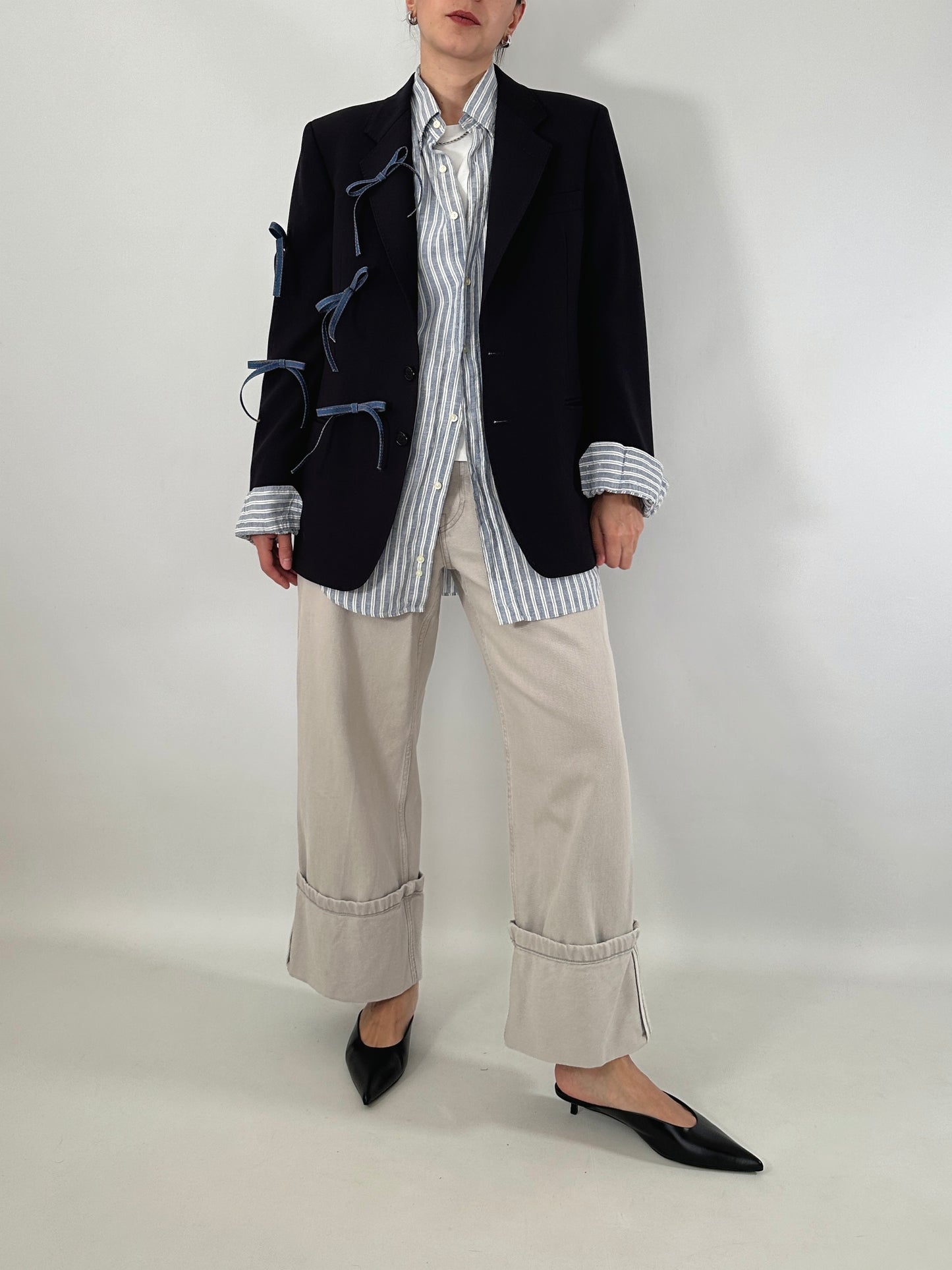 Reworked blue vintage men blazer