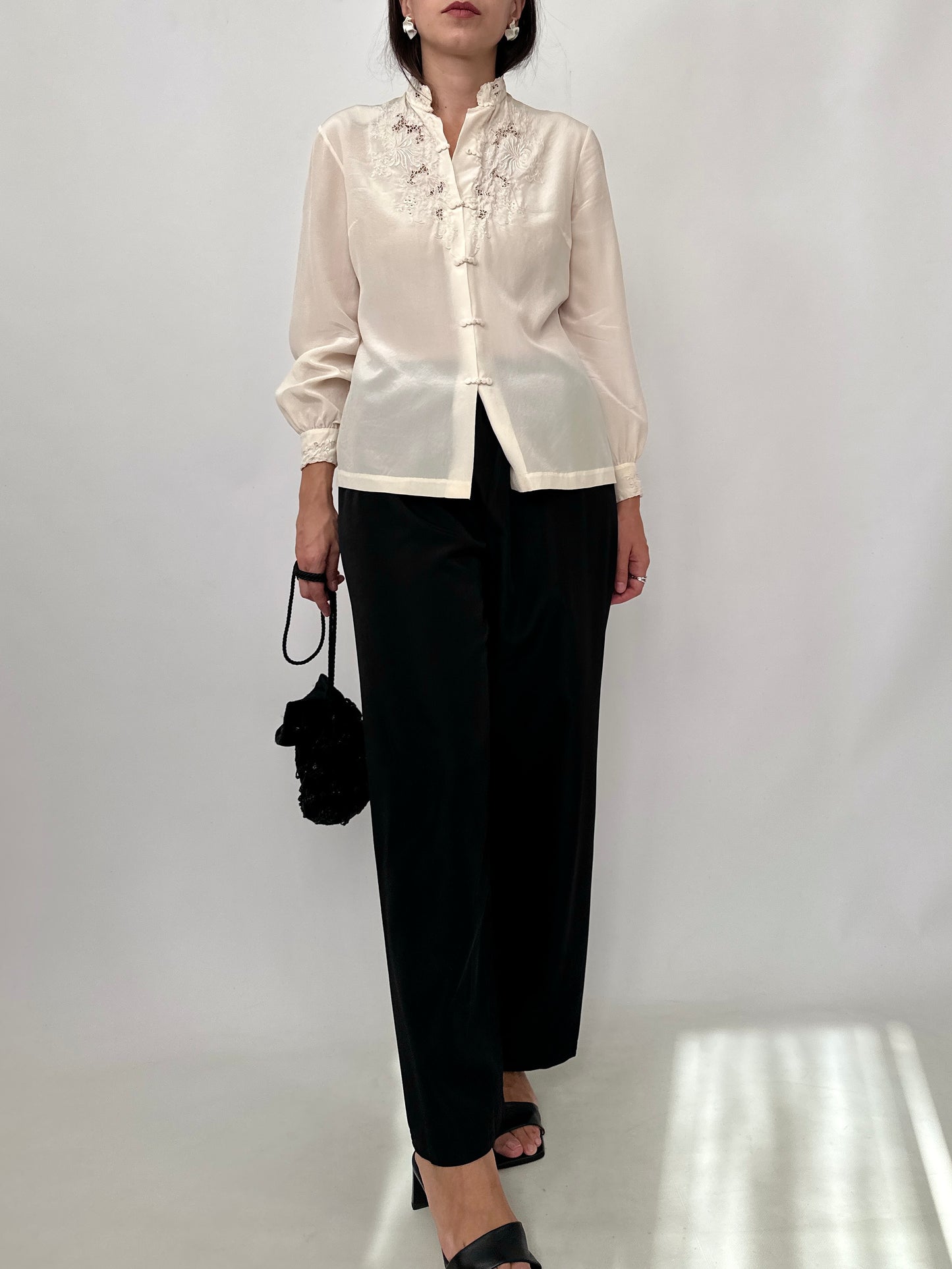 Hand-Embroidered Vintage Silk Blouse