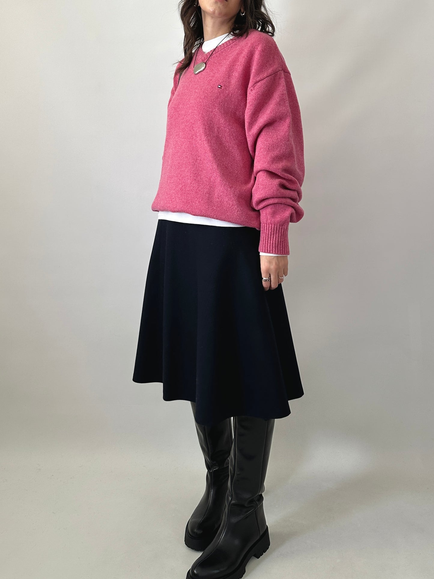 Vintage dark navy flared skirt