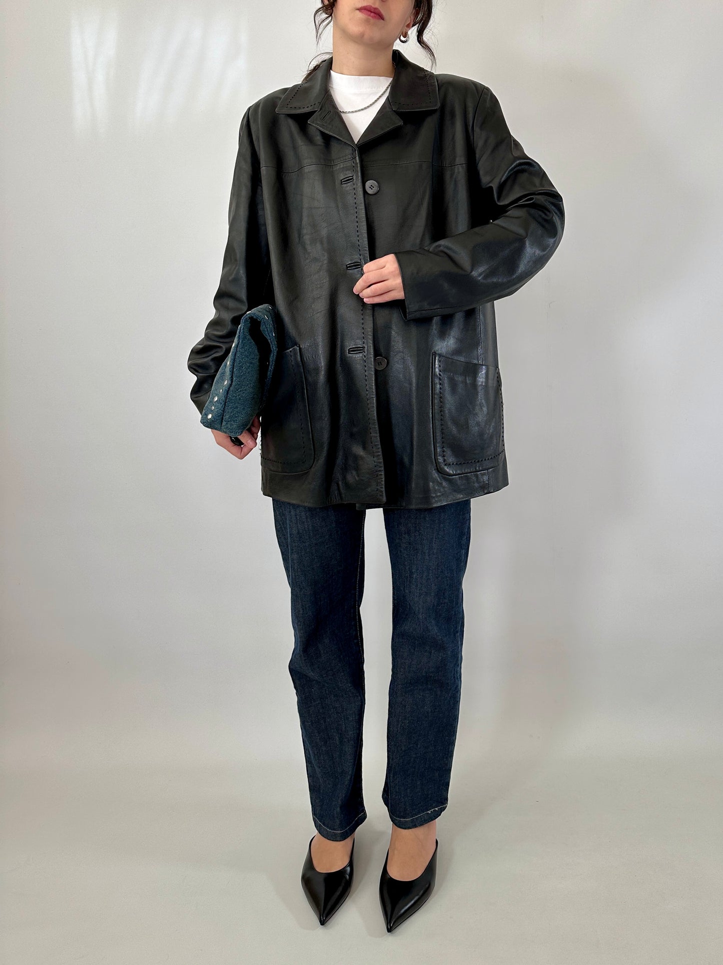 Hand-stitched soft leather jacket