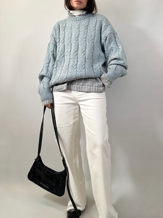 Light Blue Cable Knit Sweater