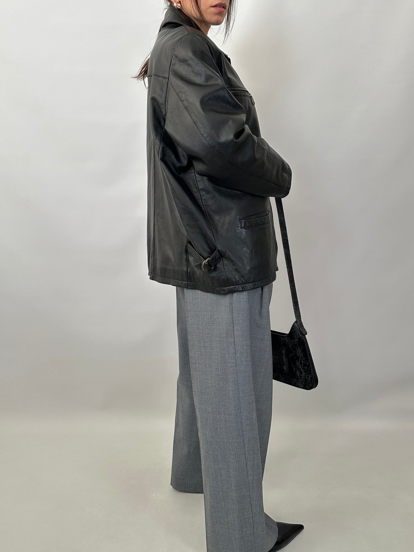 Soft leather zipped jacket