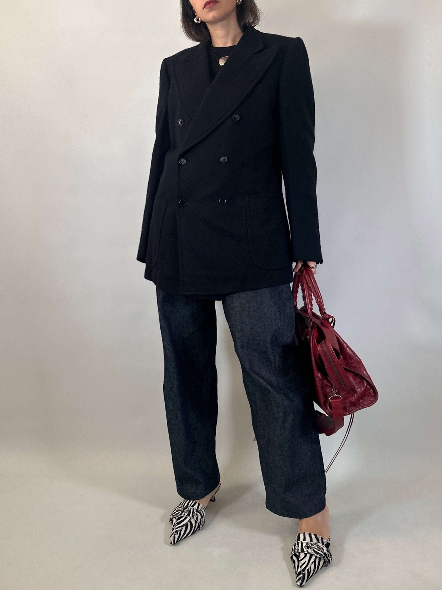 Vintage Black Structured Wool Blazer