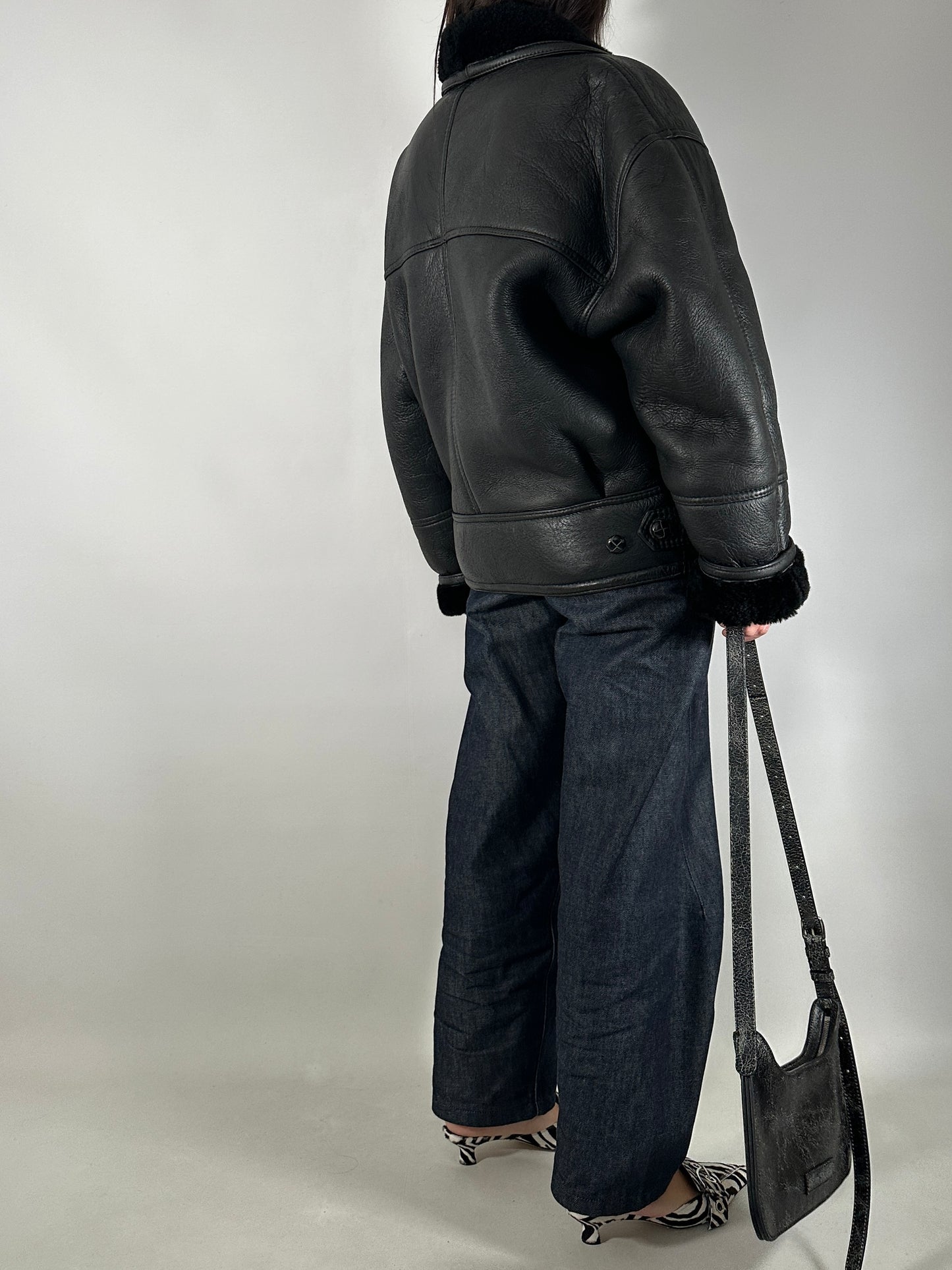 Vintage Black Shearling Jacket