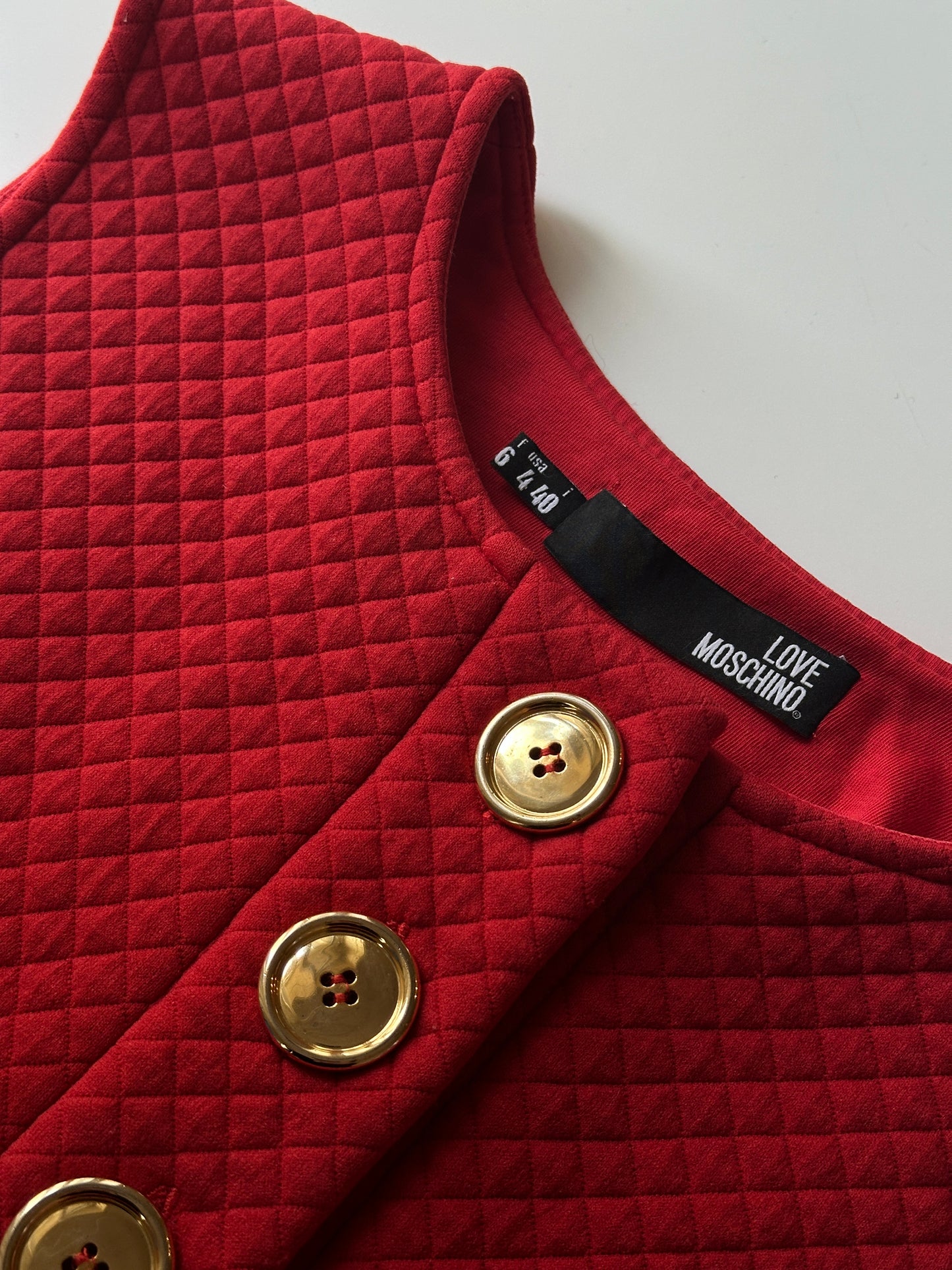 Love Moschino Quilted Red Shift Dress