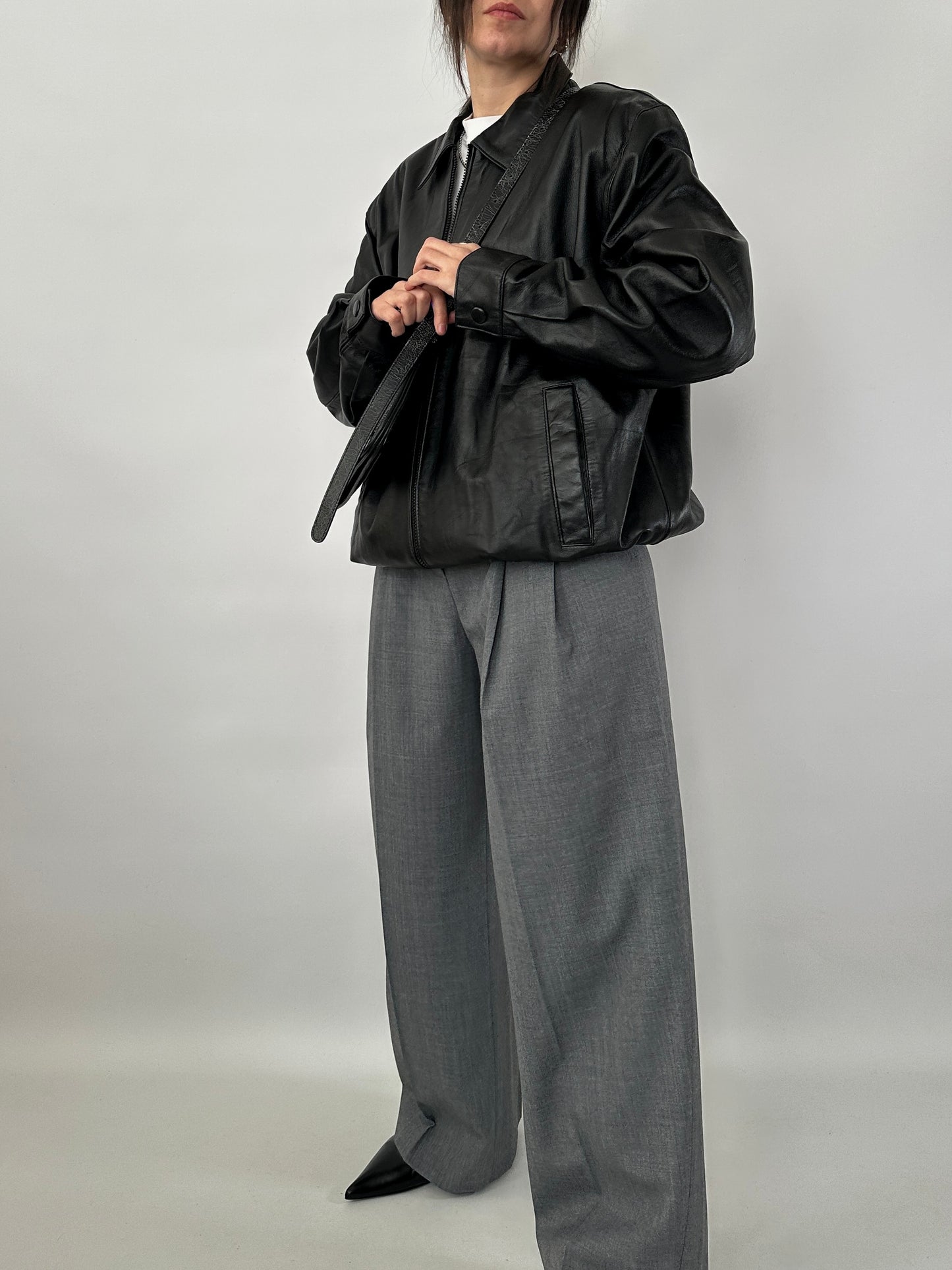 Vintage bomber in genuine leather