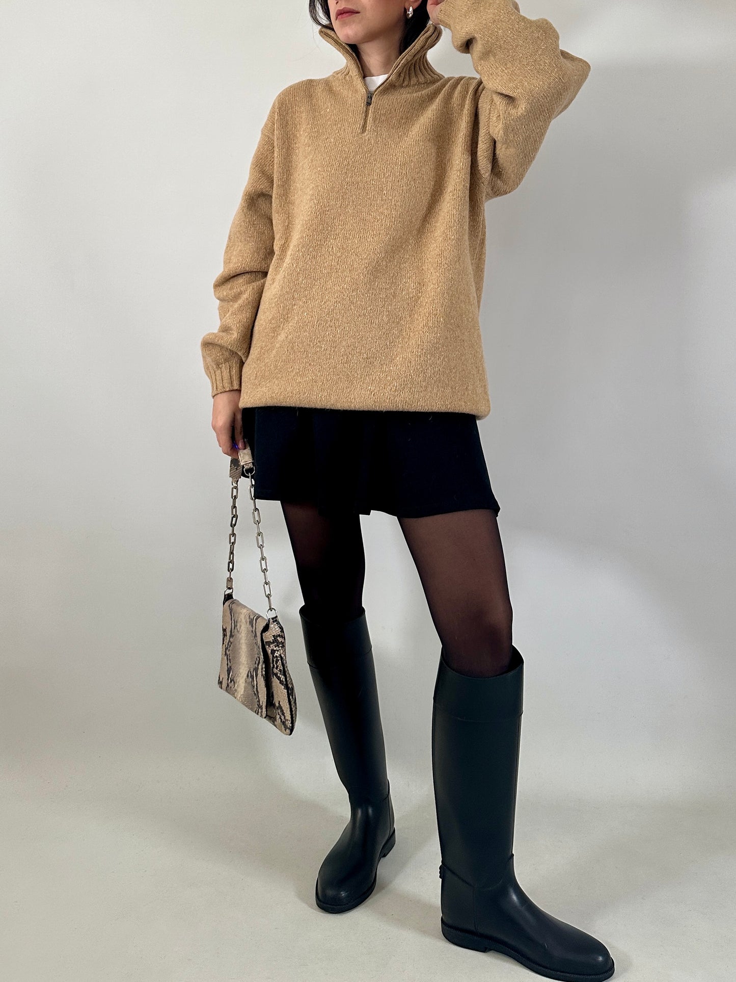 Wool-blend half zip sweater