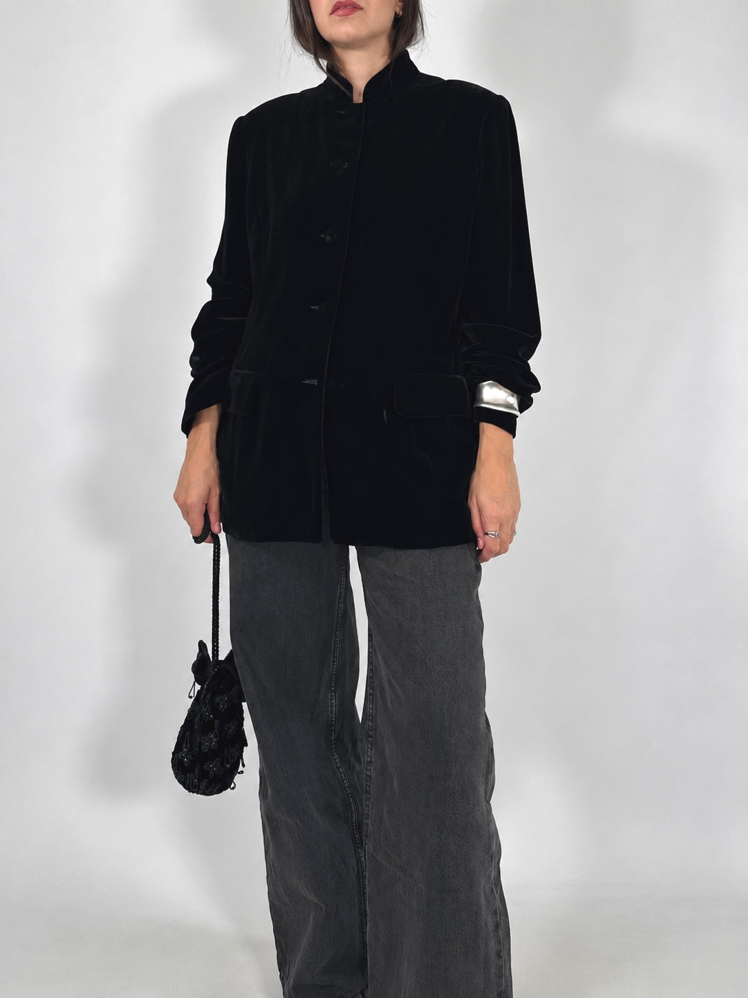Vintage Velvet High Collar Jacket