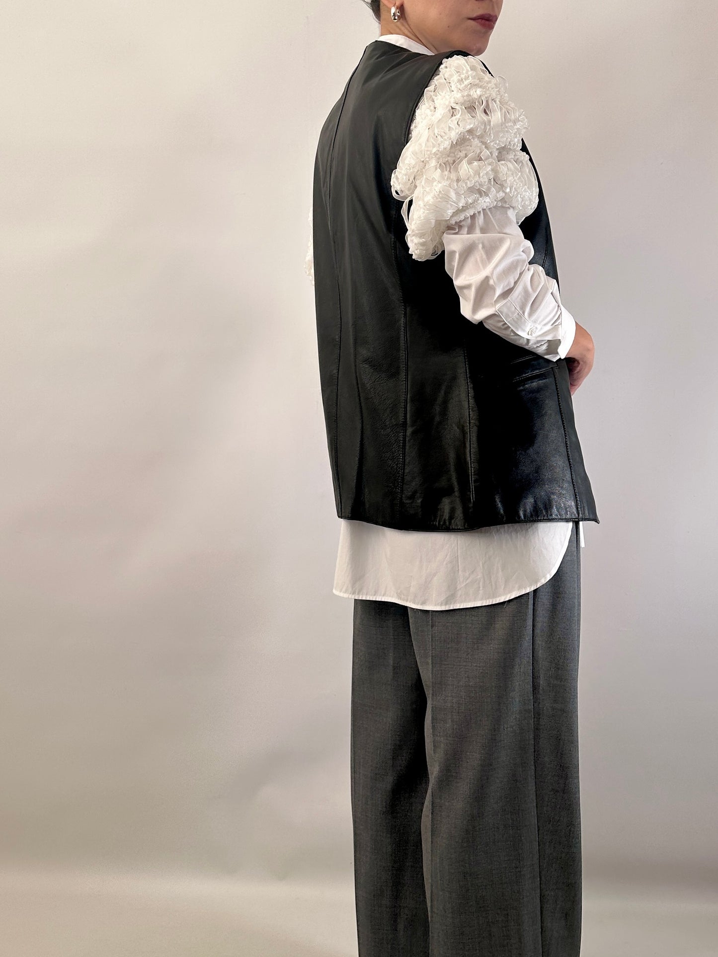 Vintage real leather waistcoat