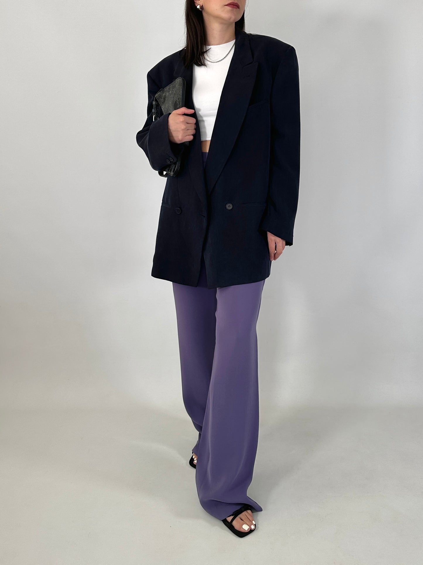 Wide leg pure silk trousers