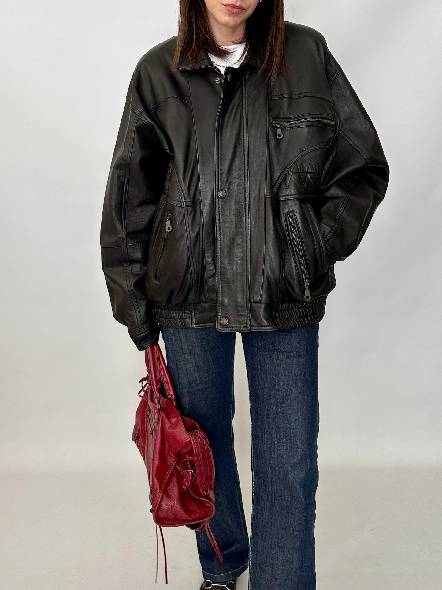 Vintage bomber jacket in lamb nappa