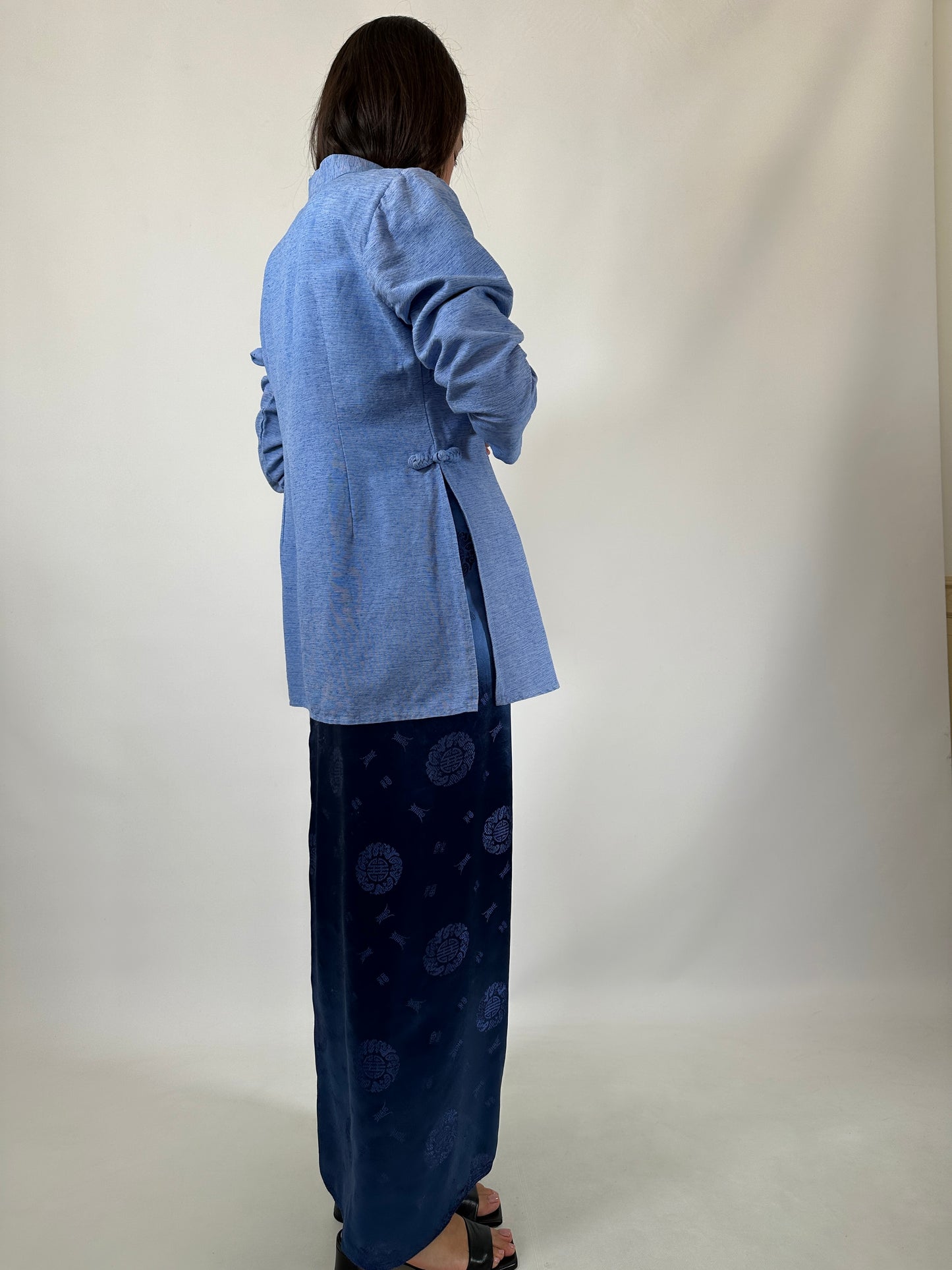 Blue Natural Silk Oriental Shirt
