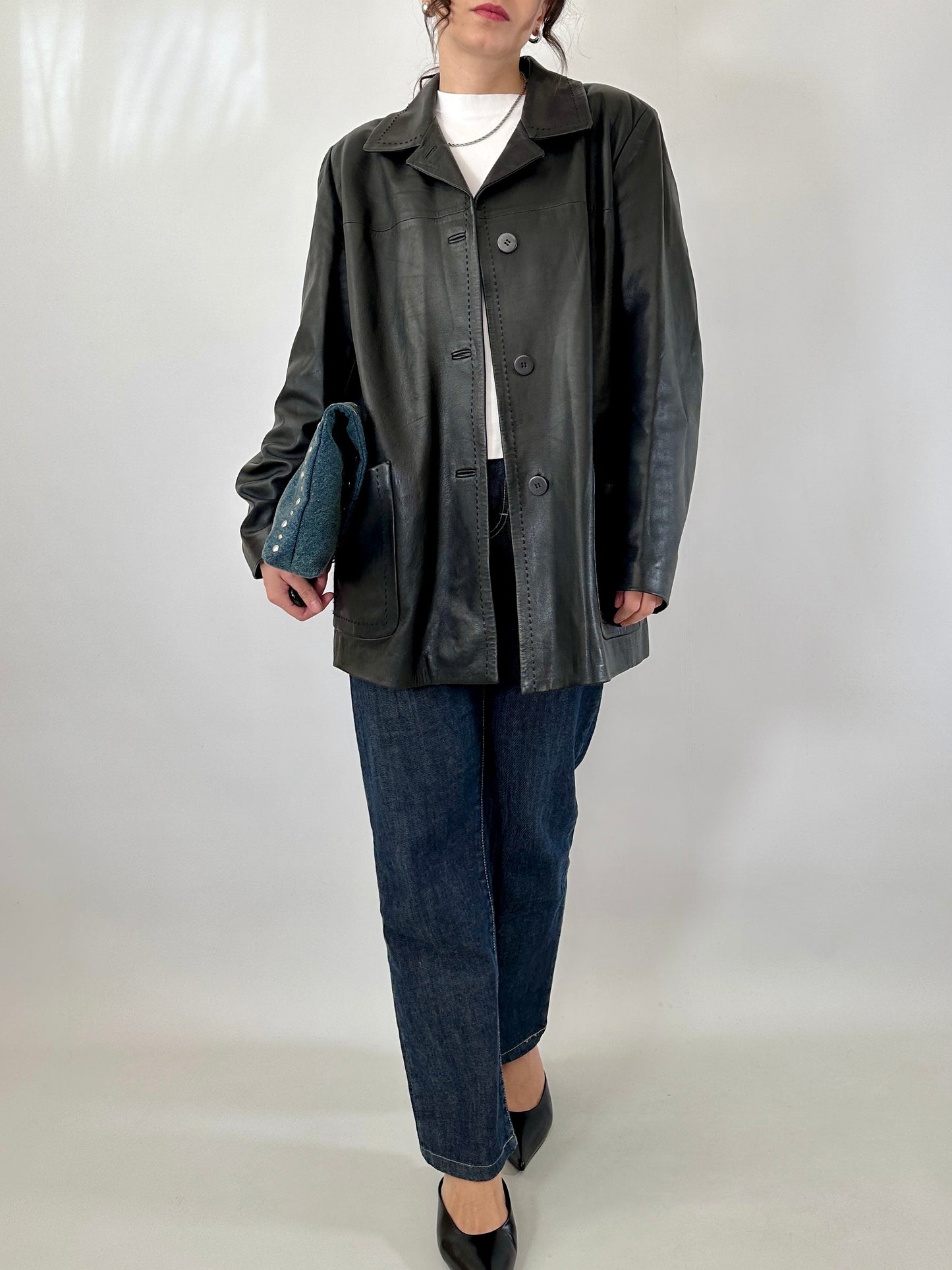 Hand-stitched soft leather jacket