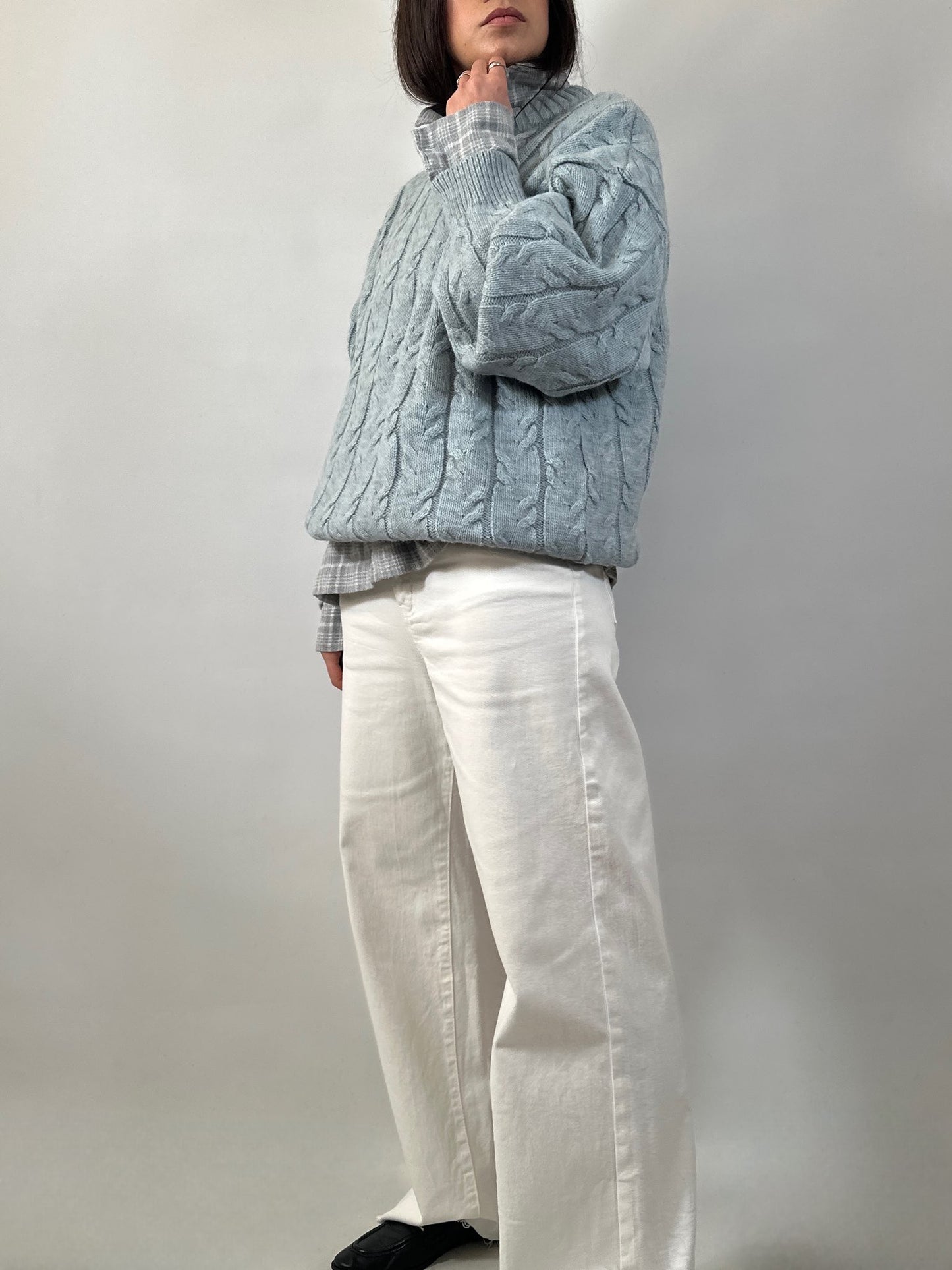 Light Blue Cable Knit Sweater