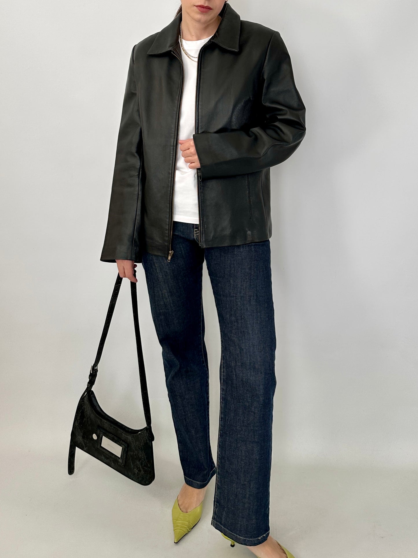 Vintage zipped leather jacket