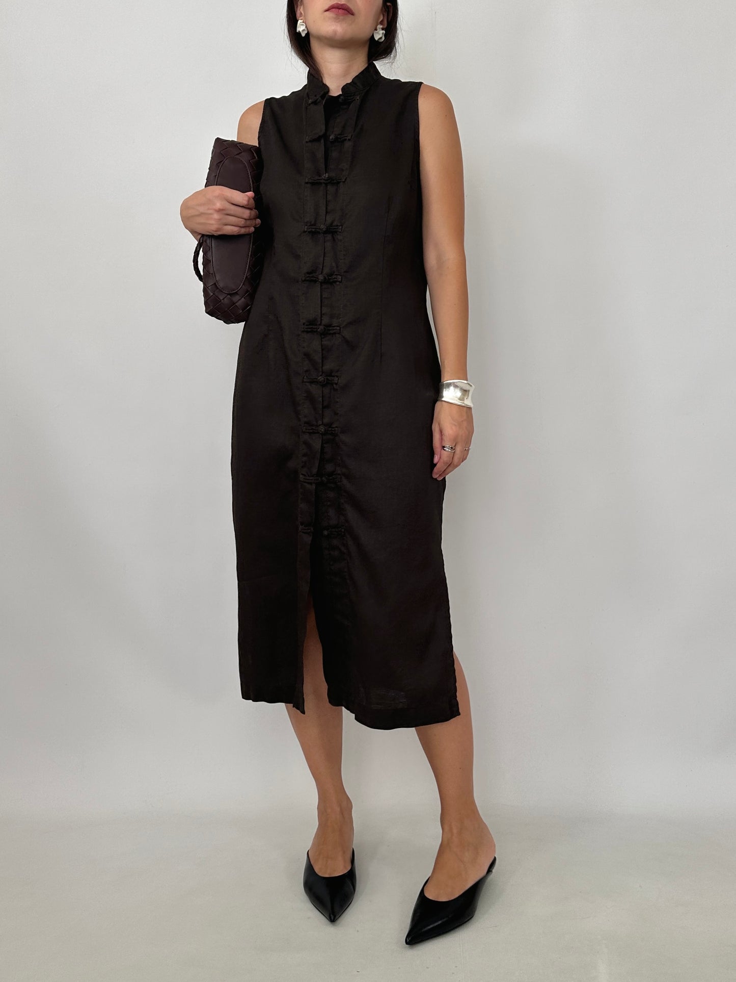 Chocolate Midi Mandarin Dress