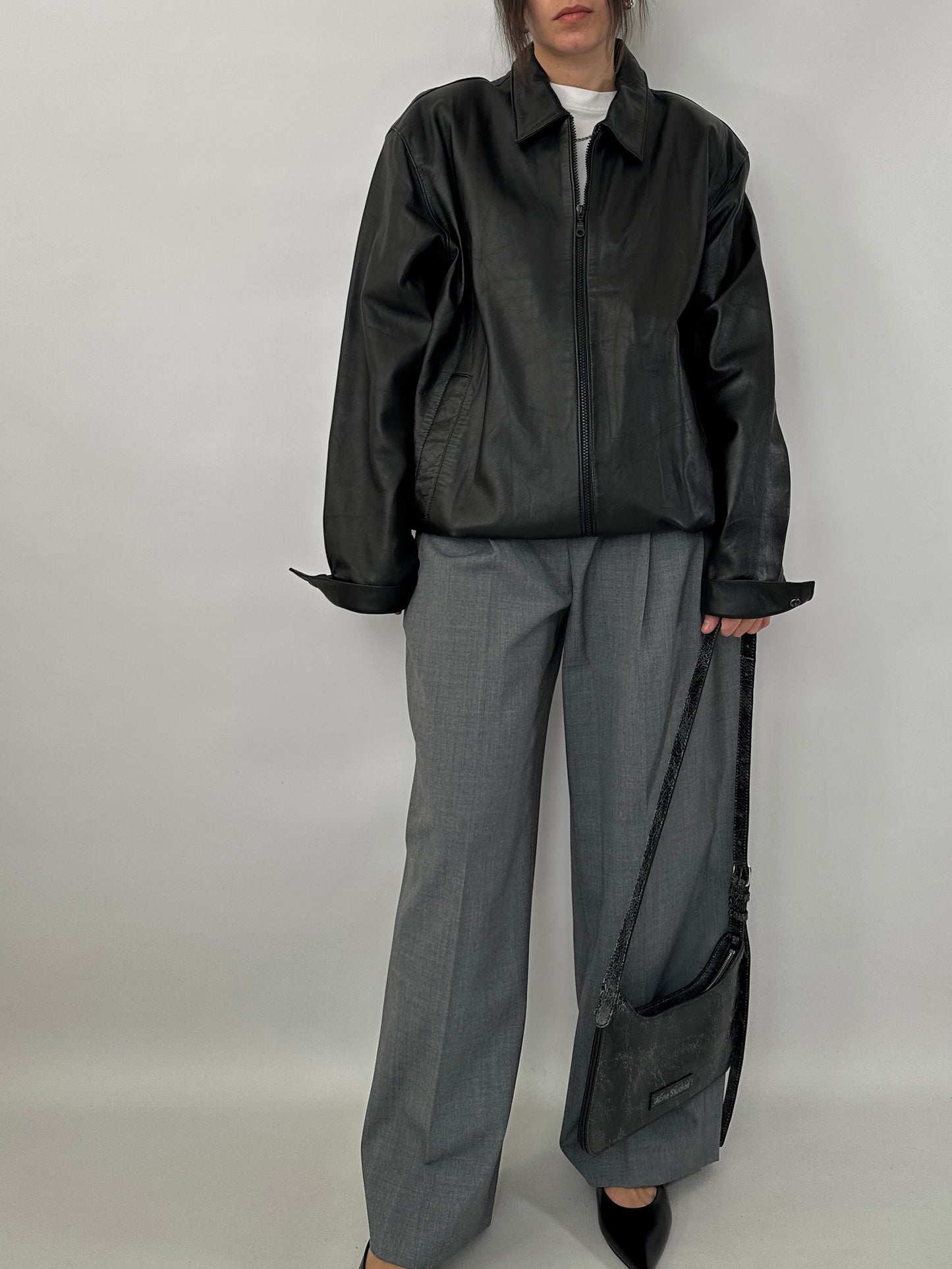 Vintage bomber in genuine leather