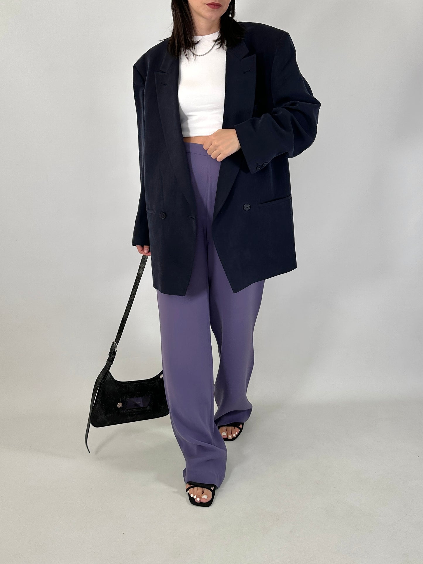 Wide leg pure silk trousers