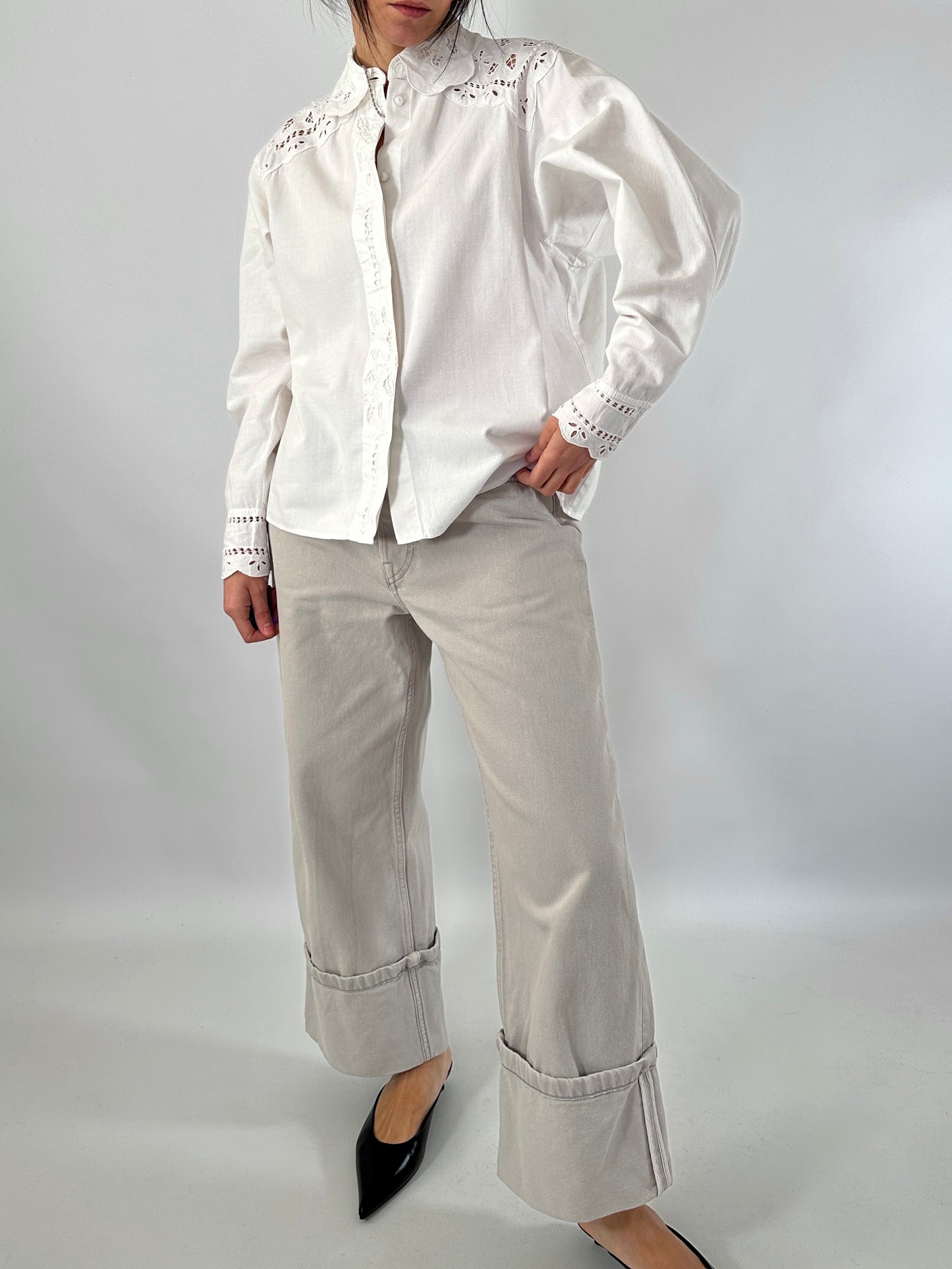 Hand-embroidered vintage white shirt