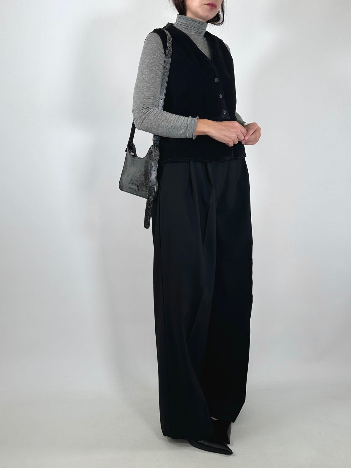 Vintage Black Suede Vest