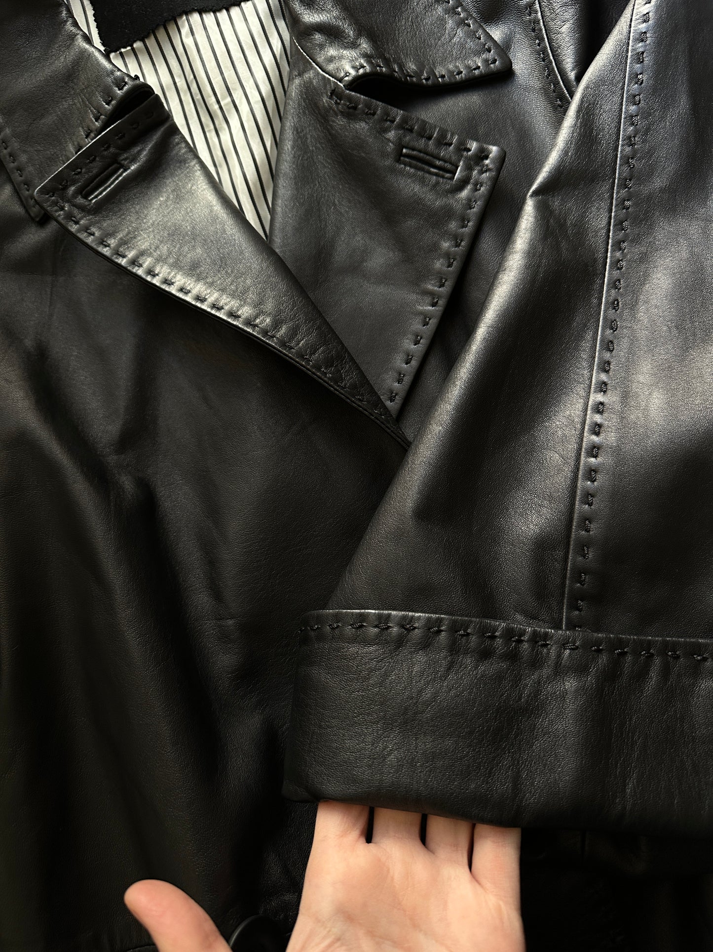 Caban in soft genuine leather