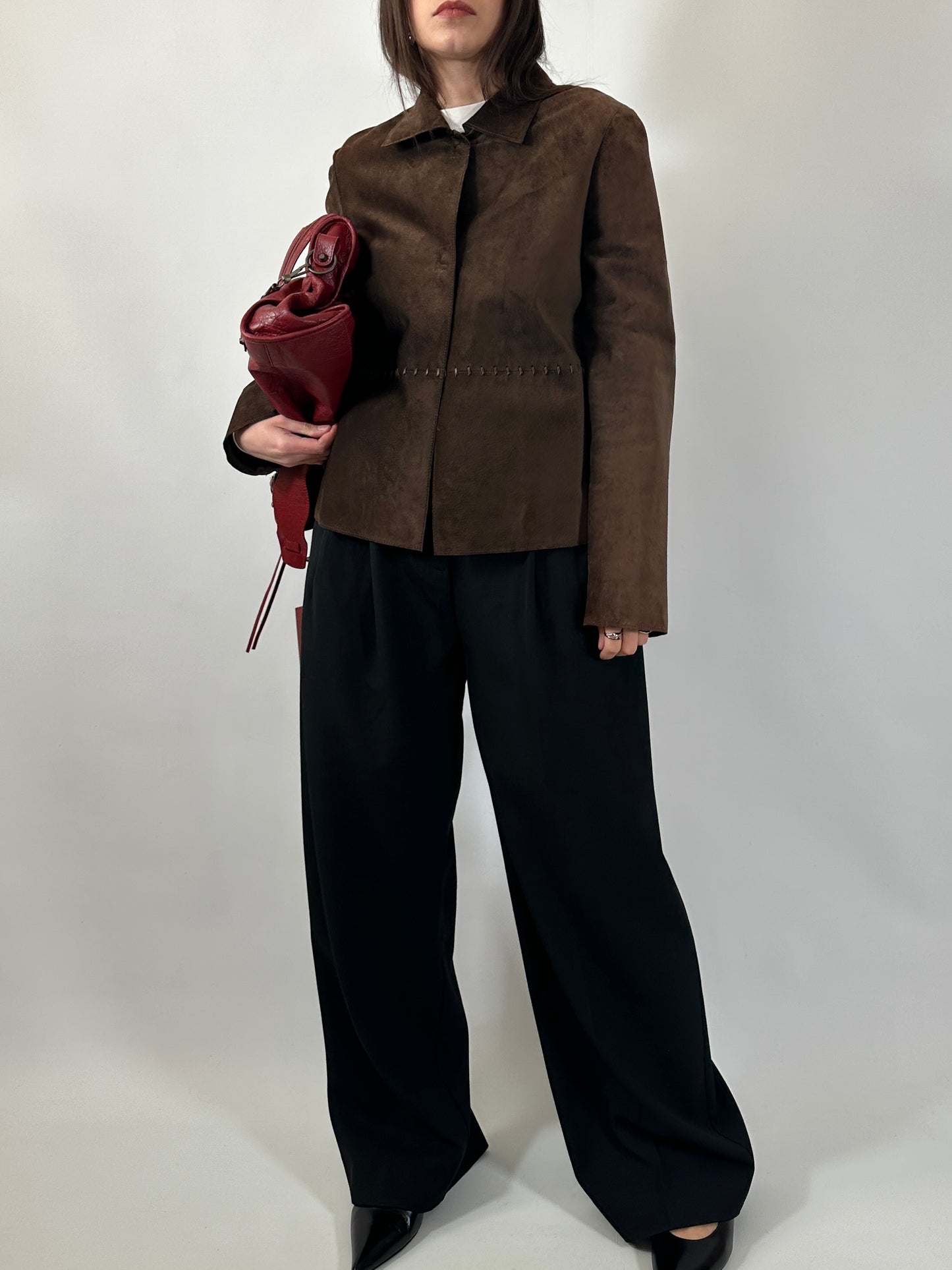Brown Suede Boxy Fit Jacket