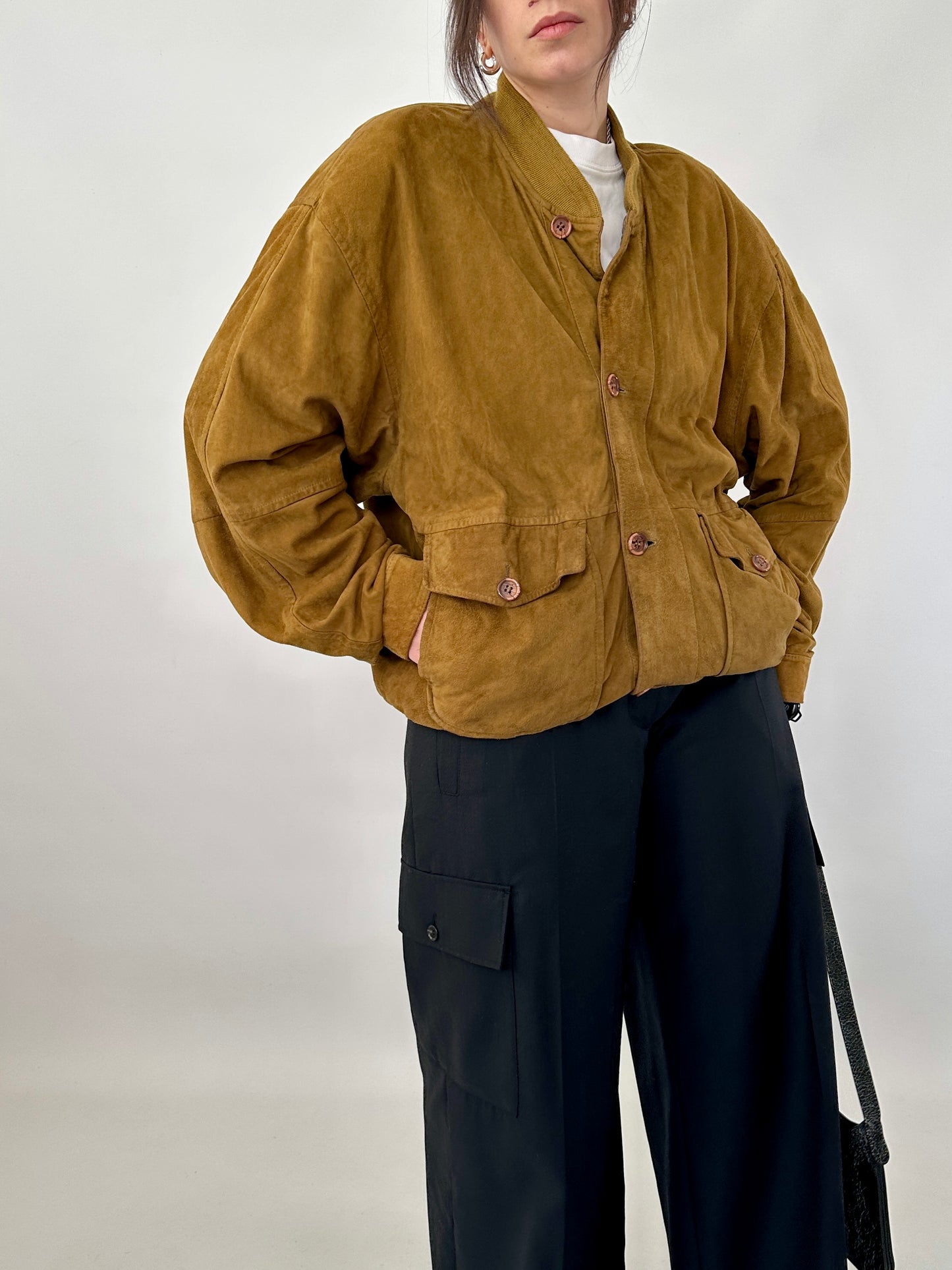 Vintage bomber in real suede