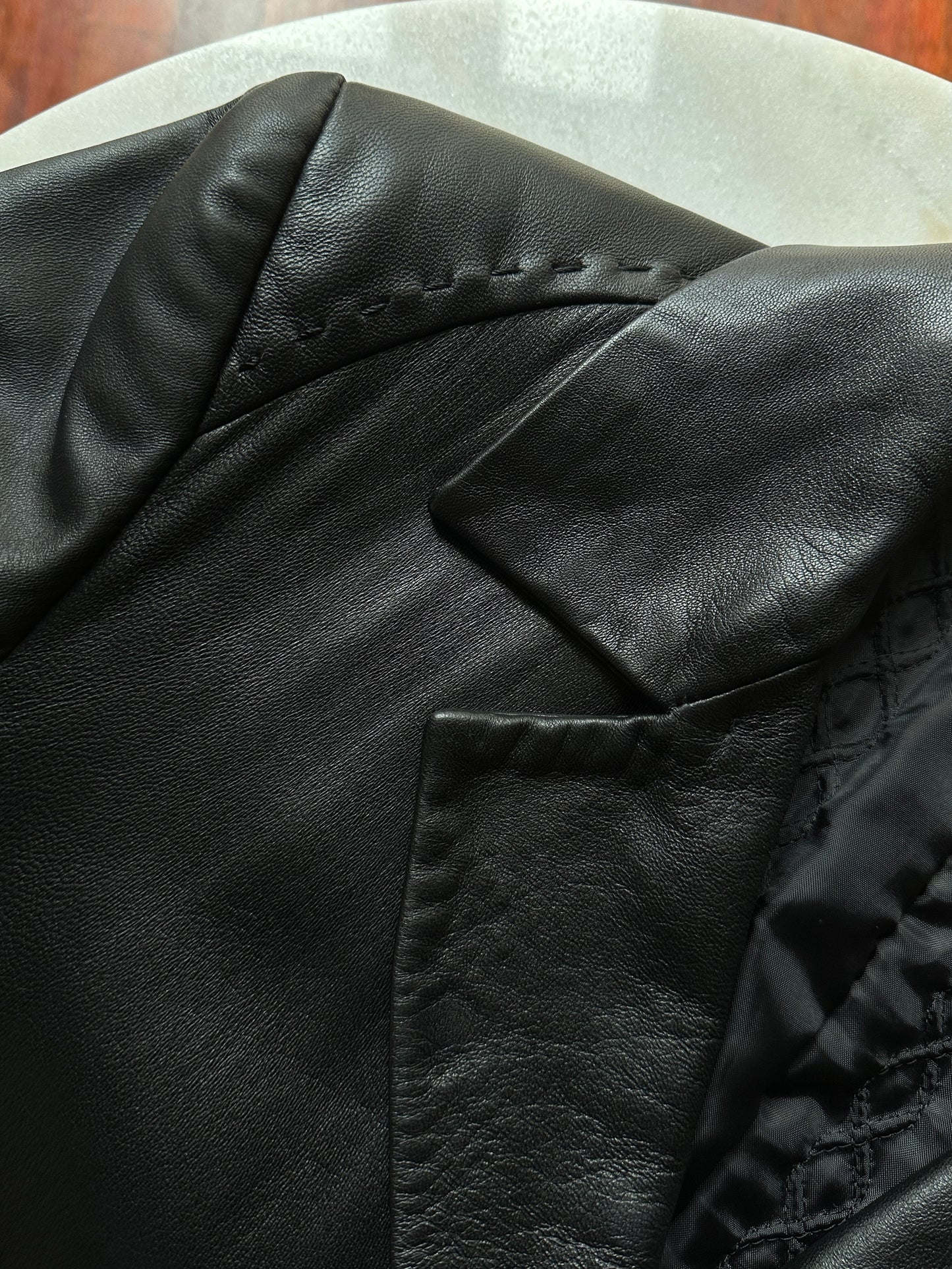 Extra-long nappa leather vintage trench coat
