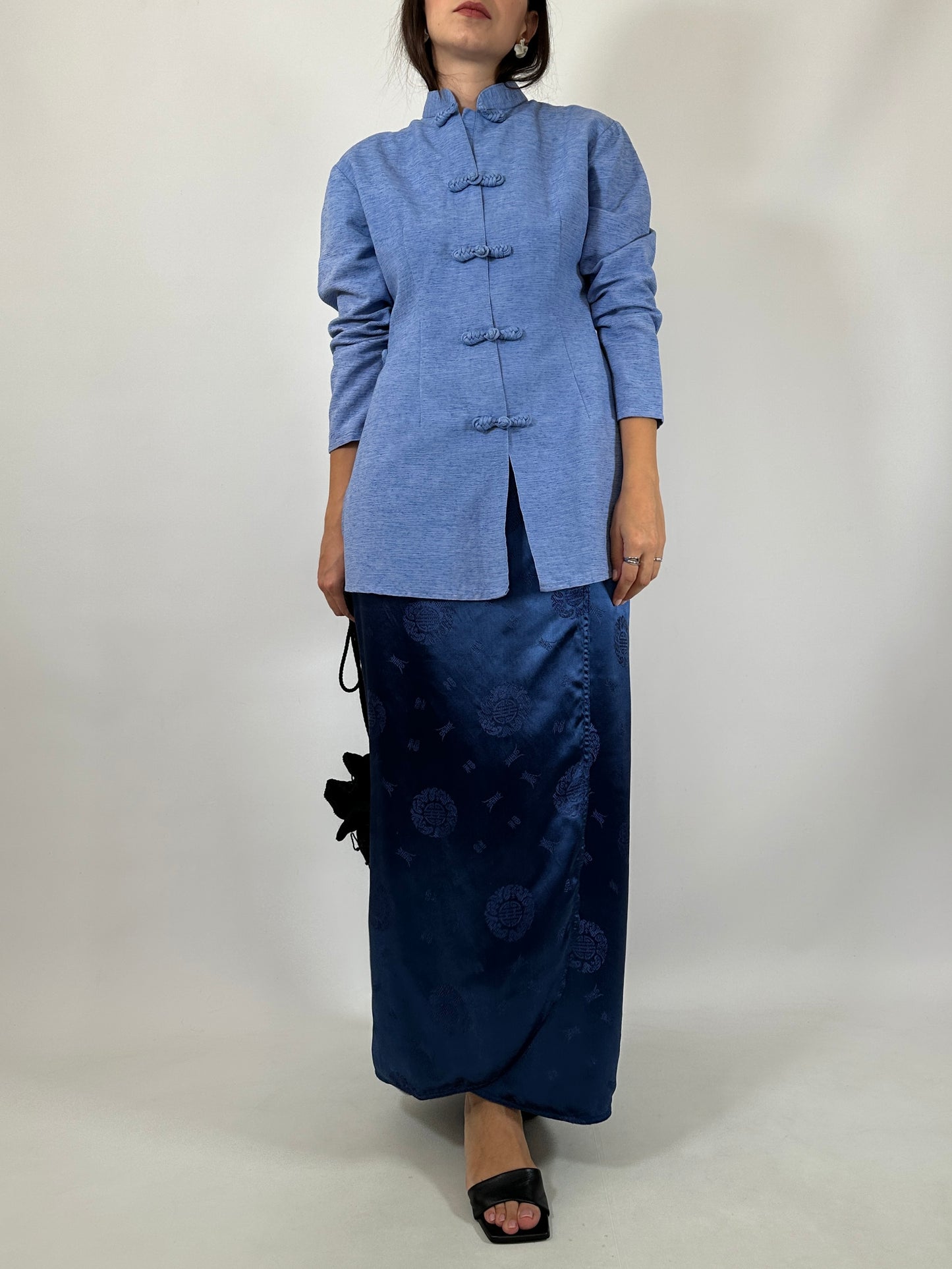 Blue Natural Silk Oriental Shirt