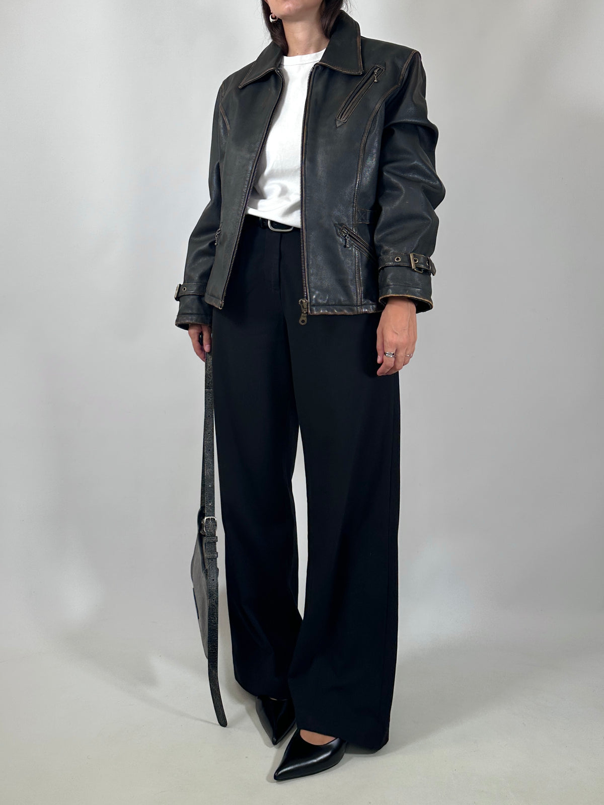 Vintage Distressed Leather Jacket