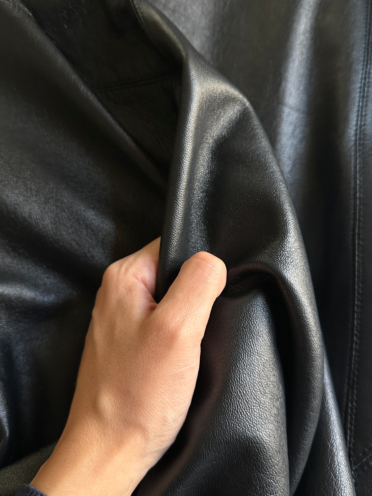 Vintage Black Leather Maxi Skirt