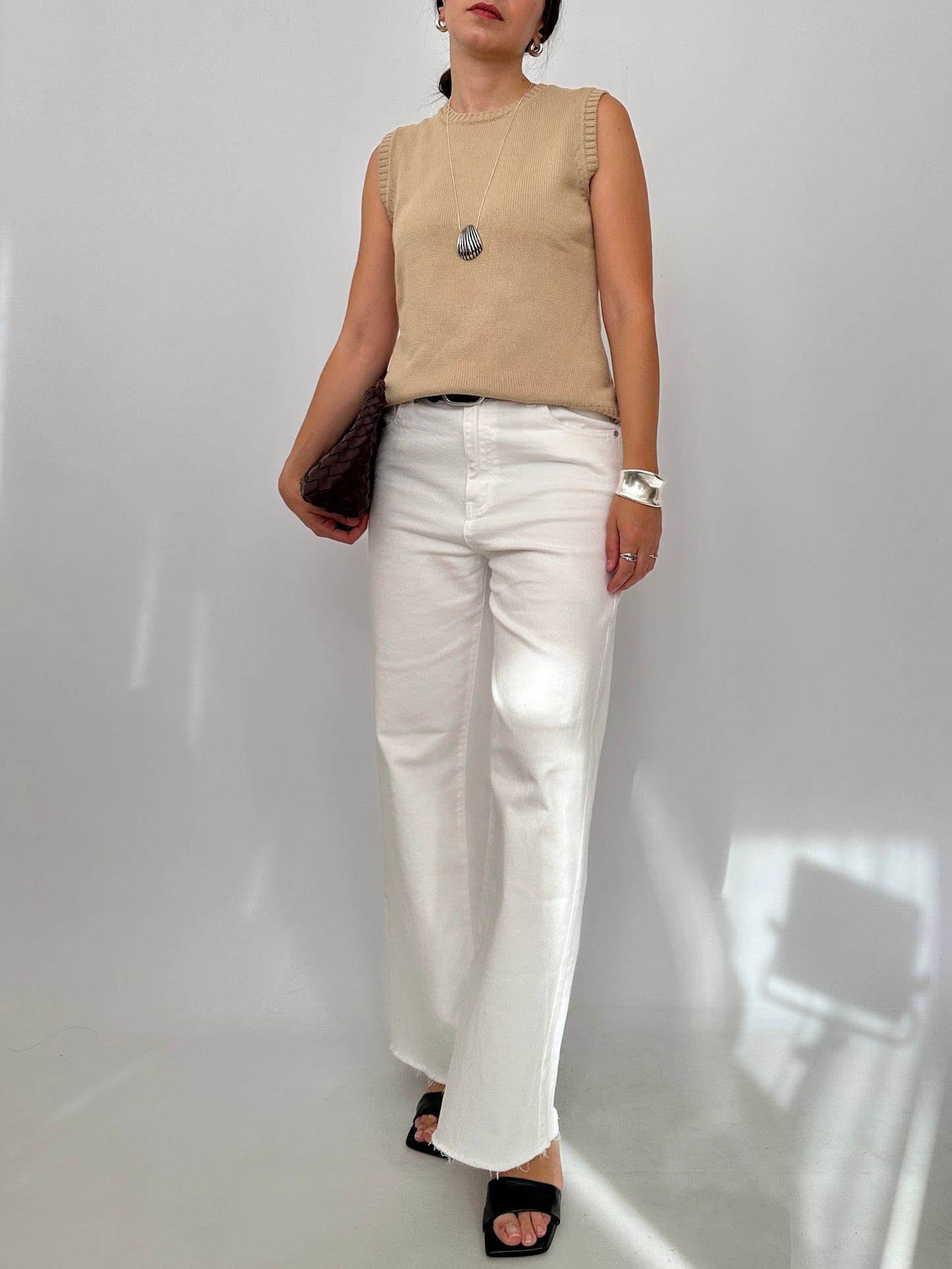 Pure Cotton Knit Sleveless Top