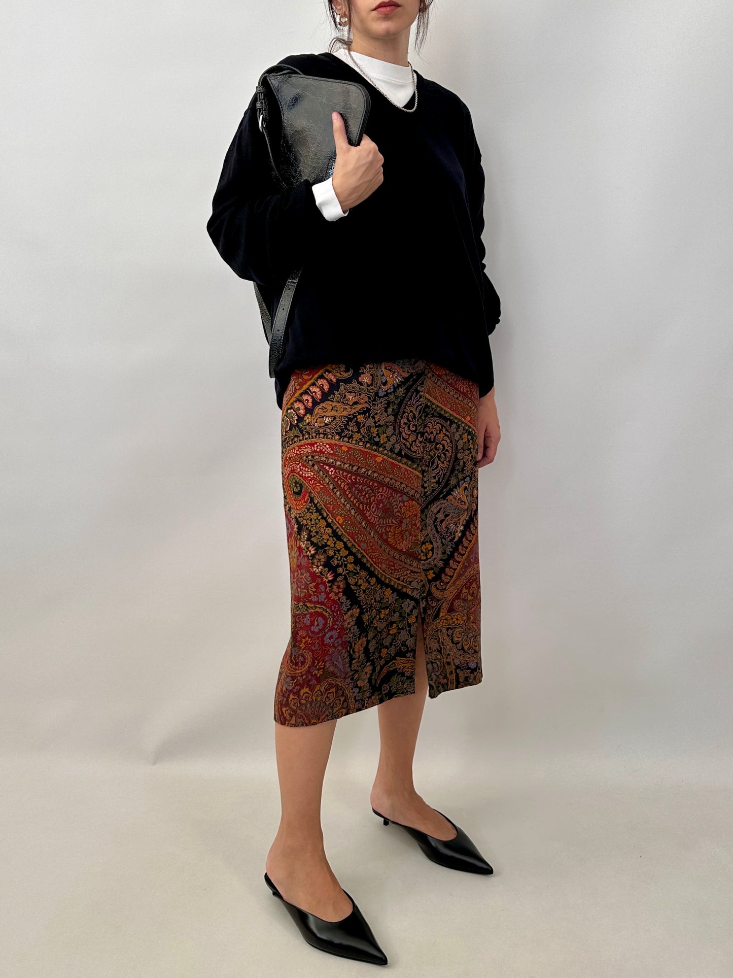 Etro silk and wool pencil skirt