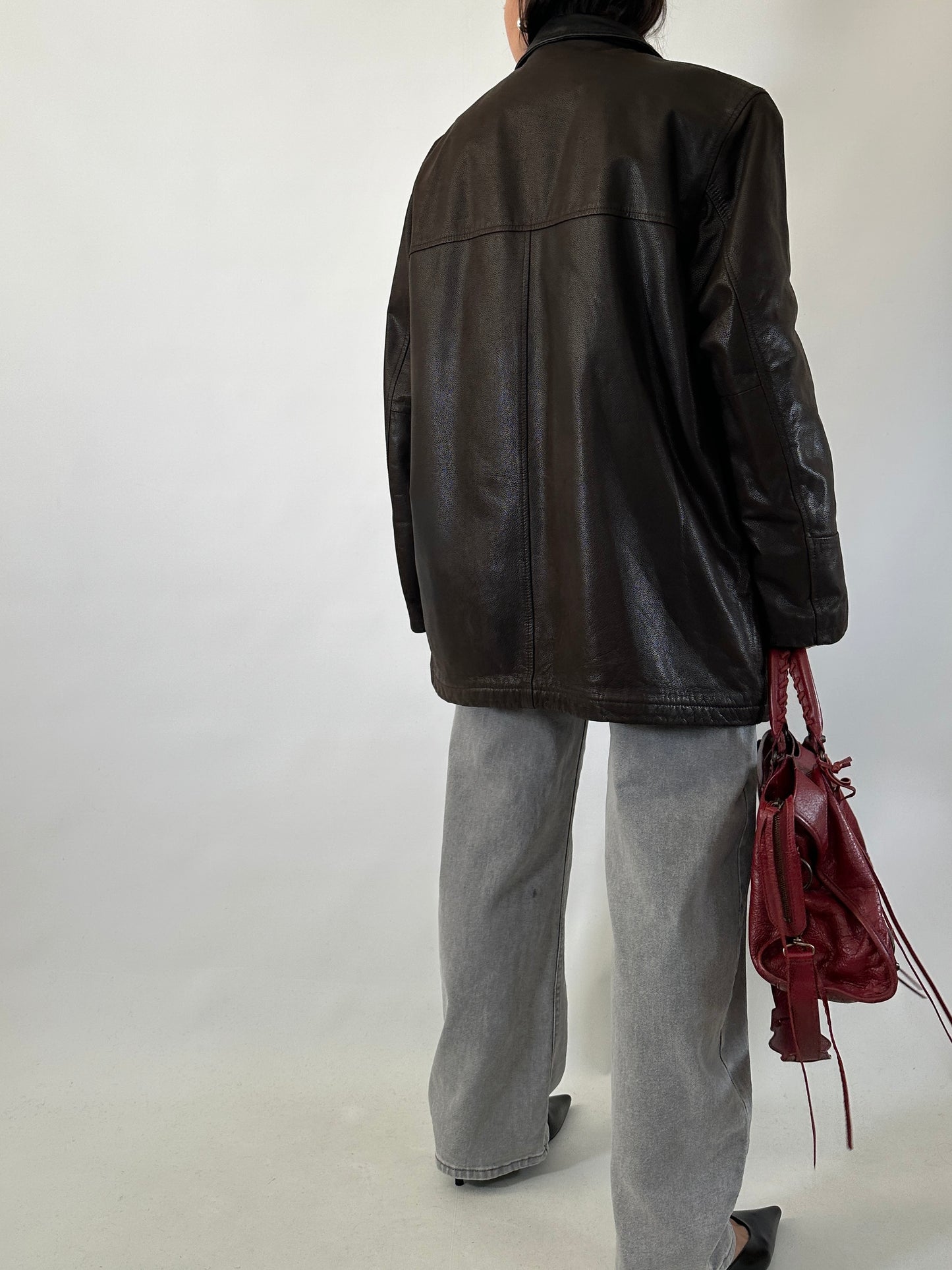 Soft leather coat with warm lining