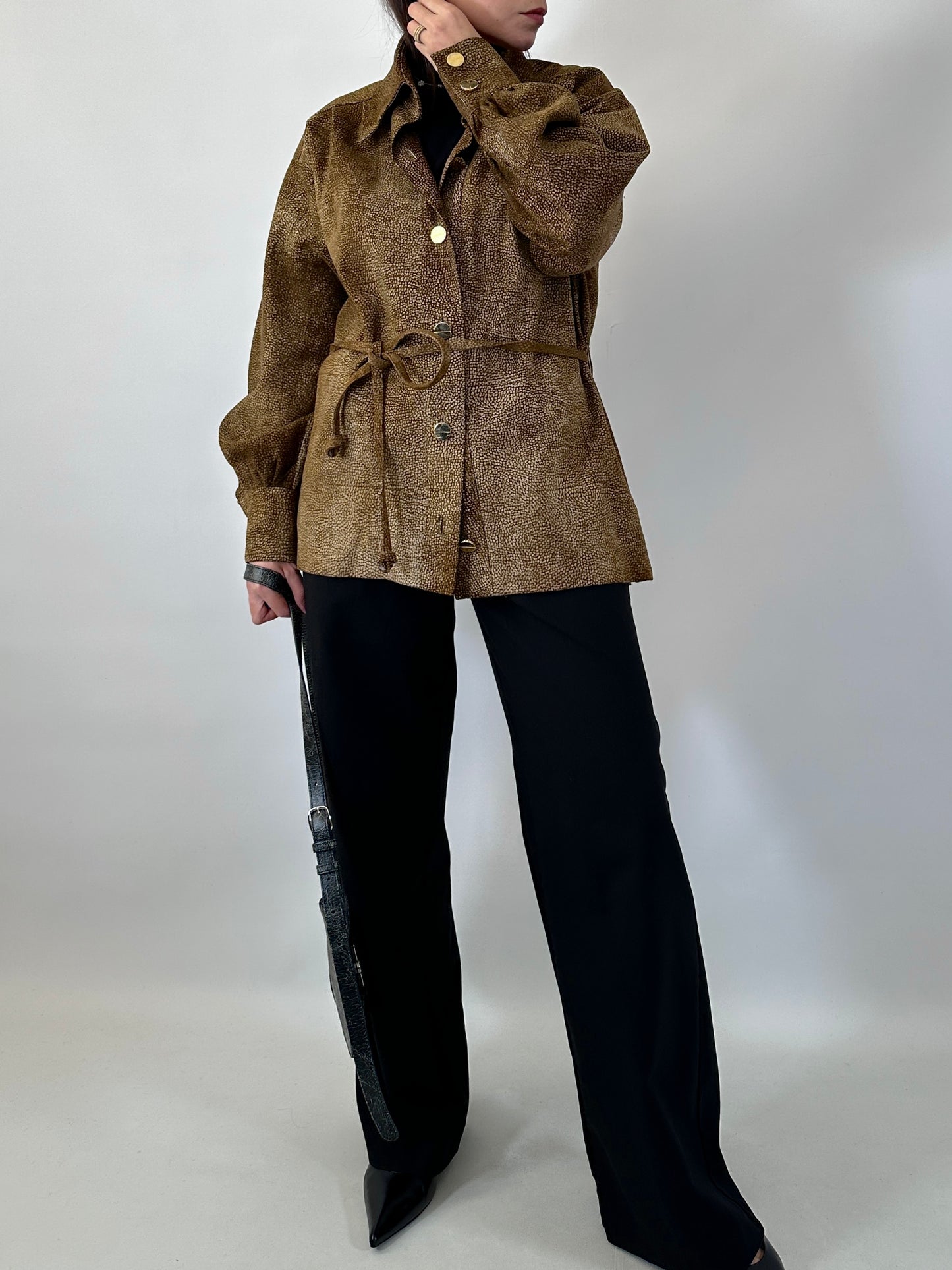 Shirt jacket in real suede