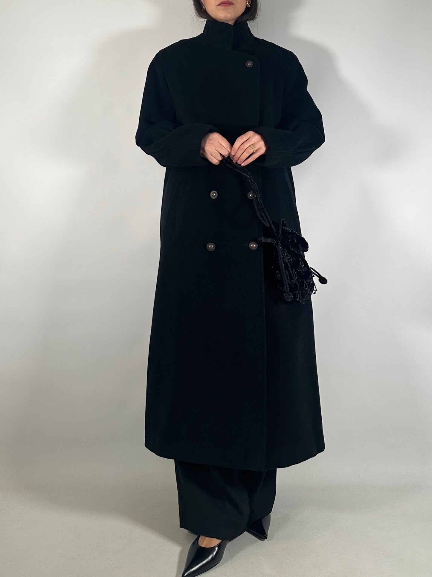 Vintage Black Loden-Style Coat
