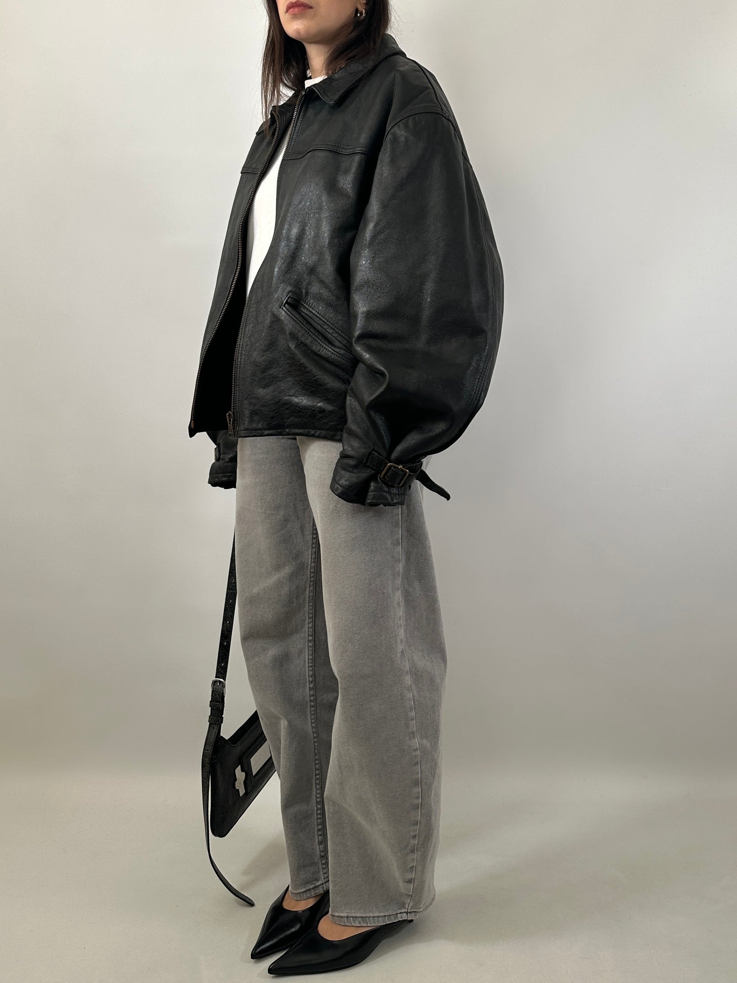 Vintage Leather Zip Jacket