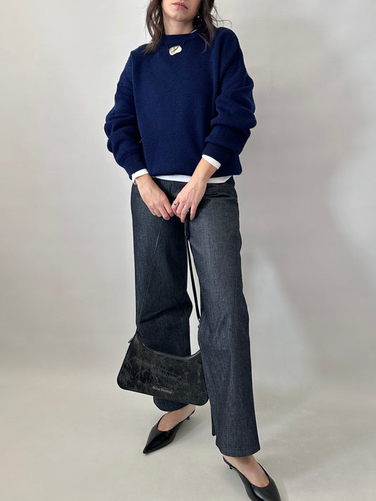 Blue wool crewneck sweater