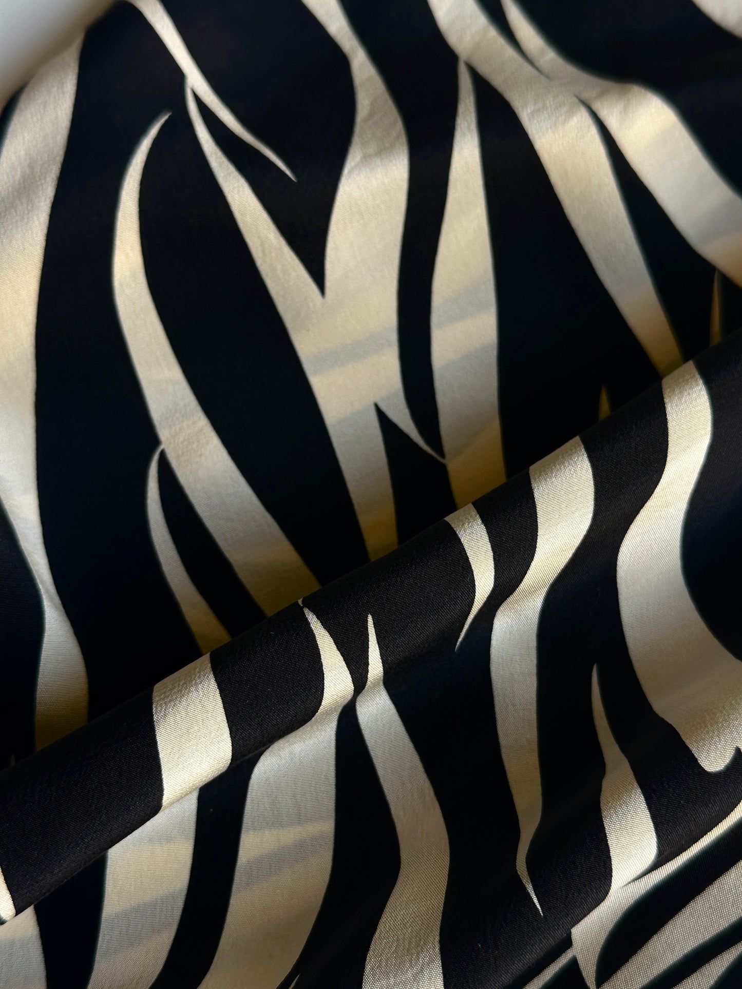 100% Silk Zebra Print Midi Skirt